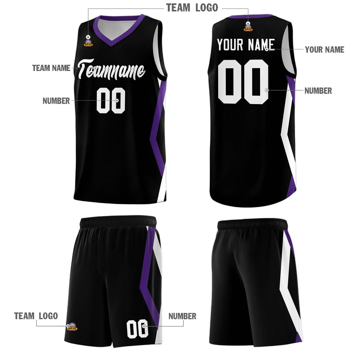 Custom Black Side Rhombus Graffiti Pattern Sets Basketball Jersey