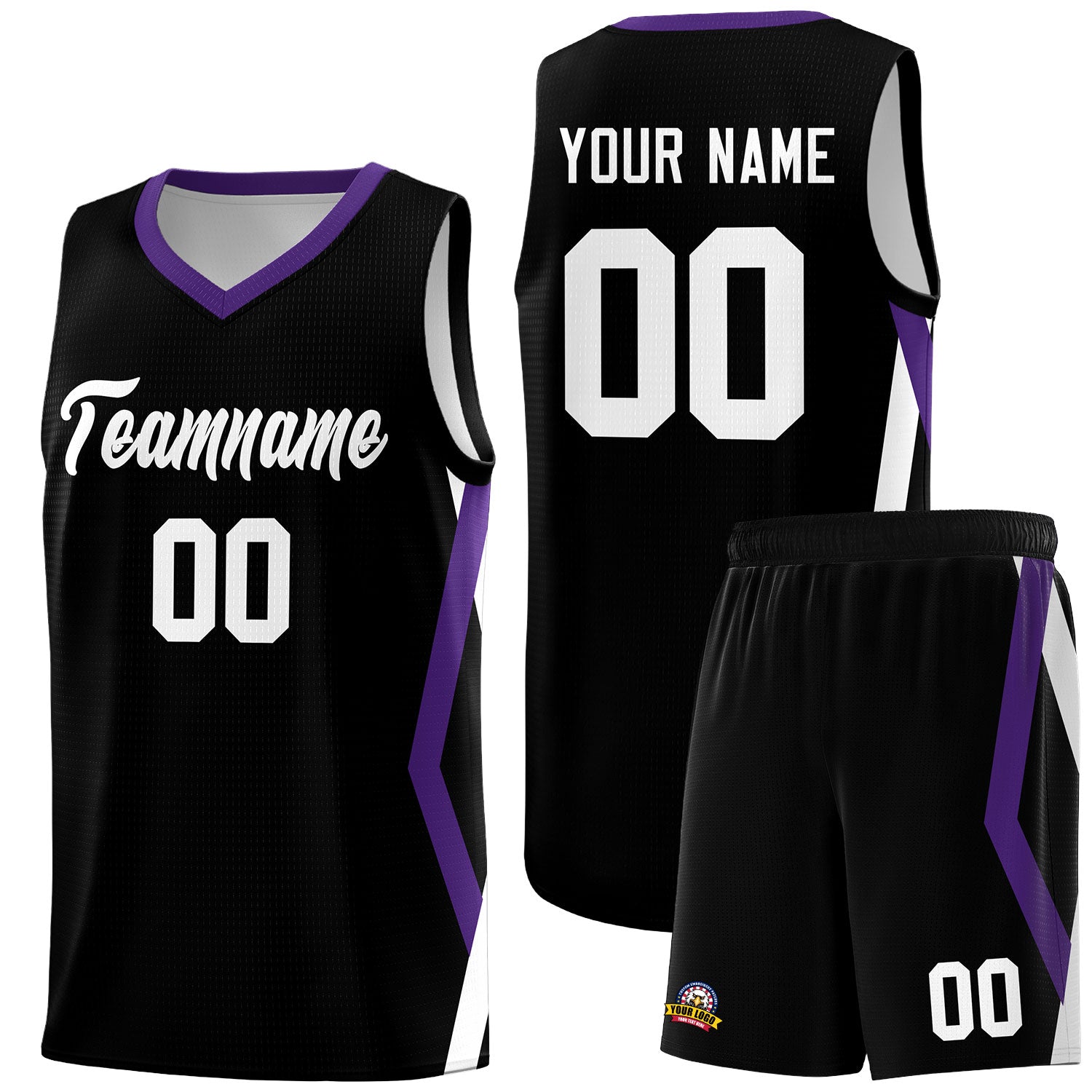 Custom Black Side Rhombus Graffiti Pattern Sets Basketball Jersey