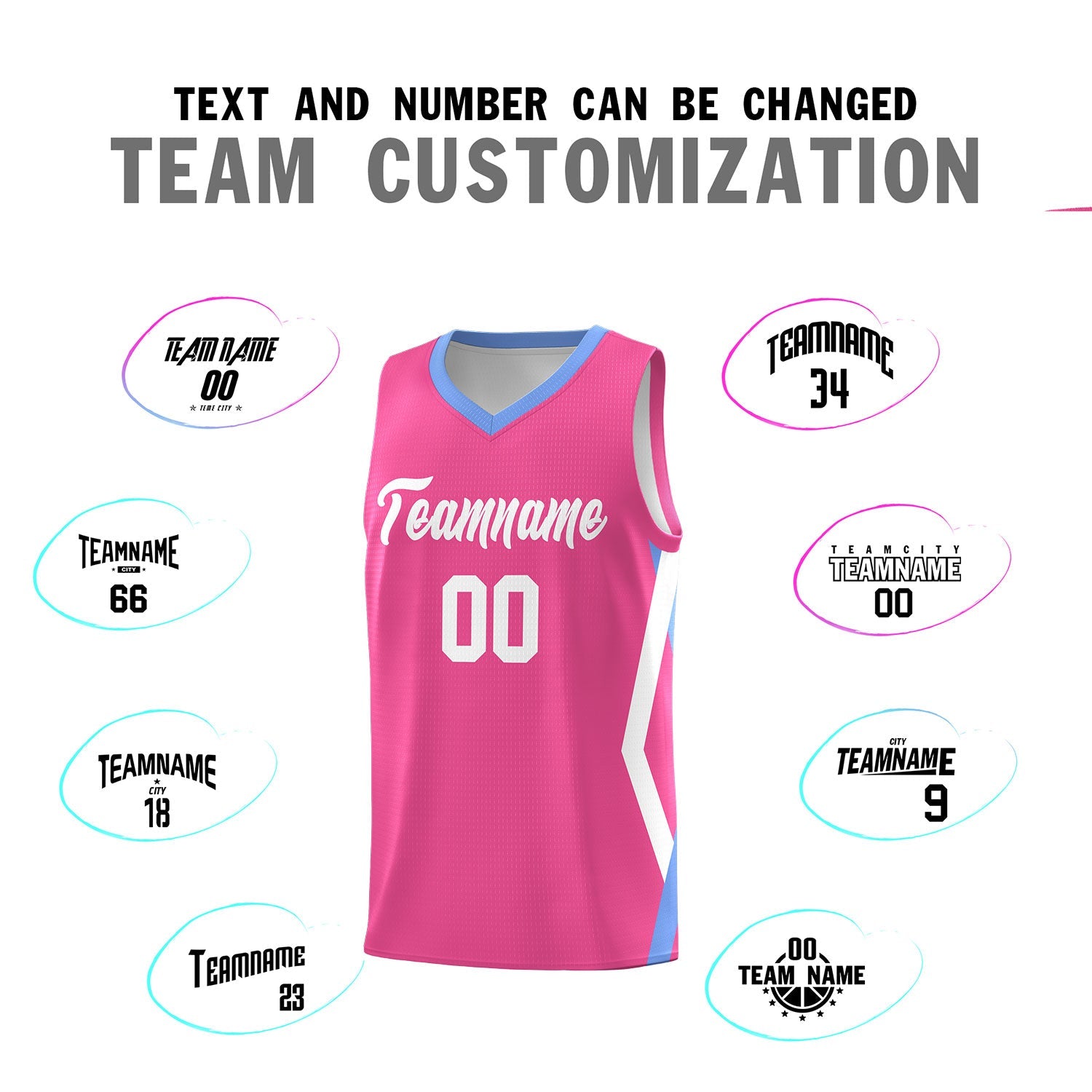 Custom Pink Side Rhombus Graffiti Pattern Sets Basketball Jersey