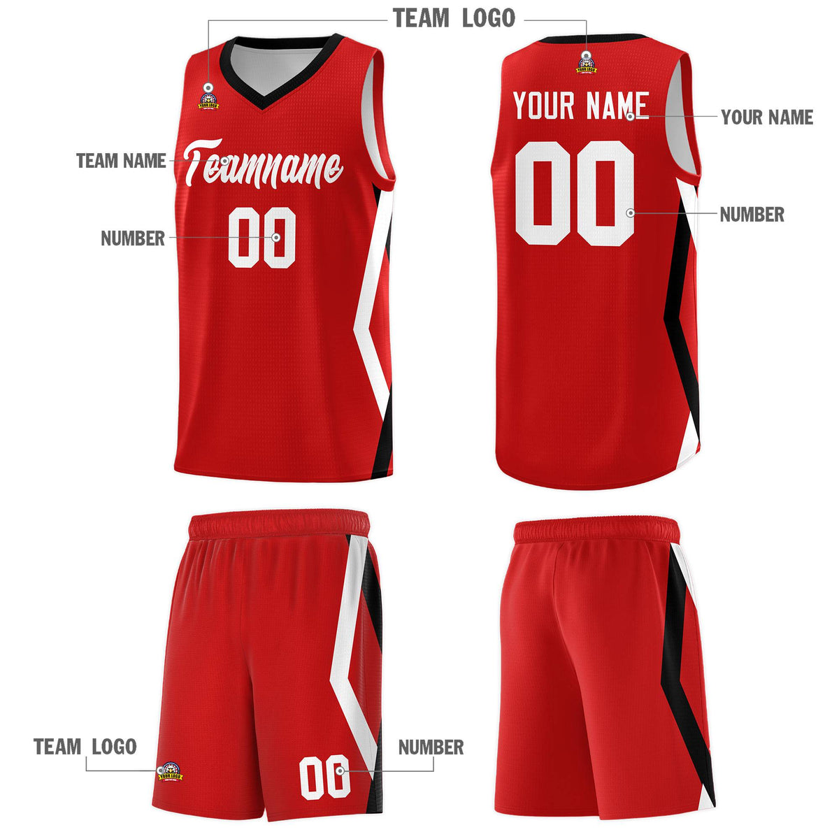 Custom Red Side Rhombus Graffiti Pattern Sets Basketball Jersey