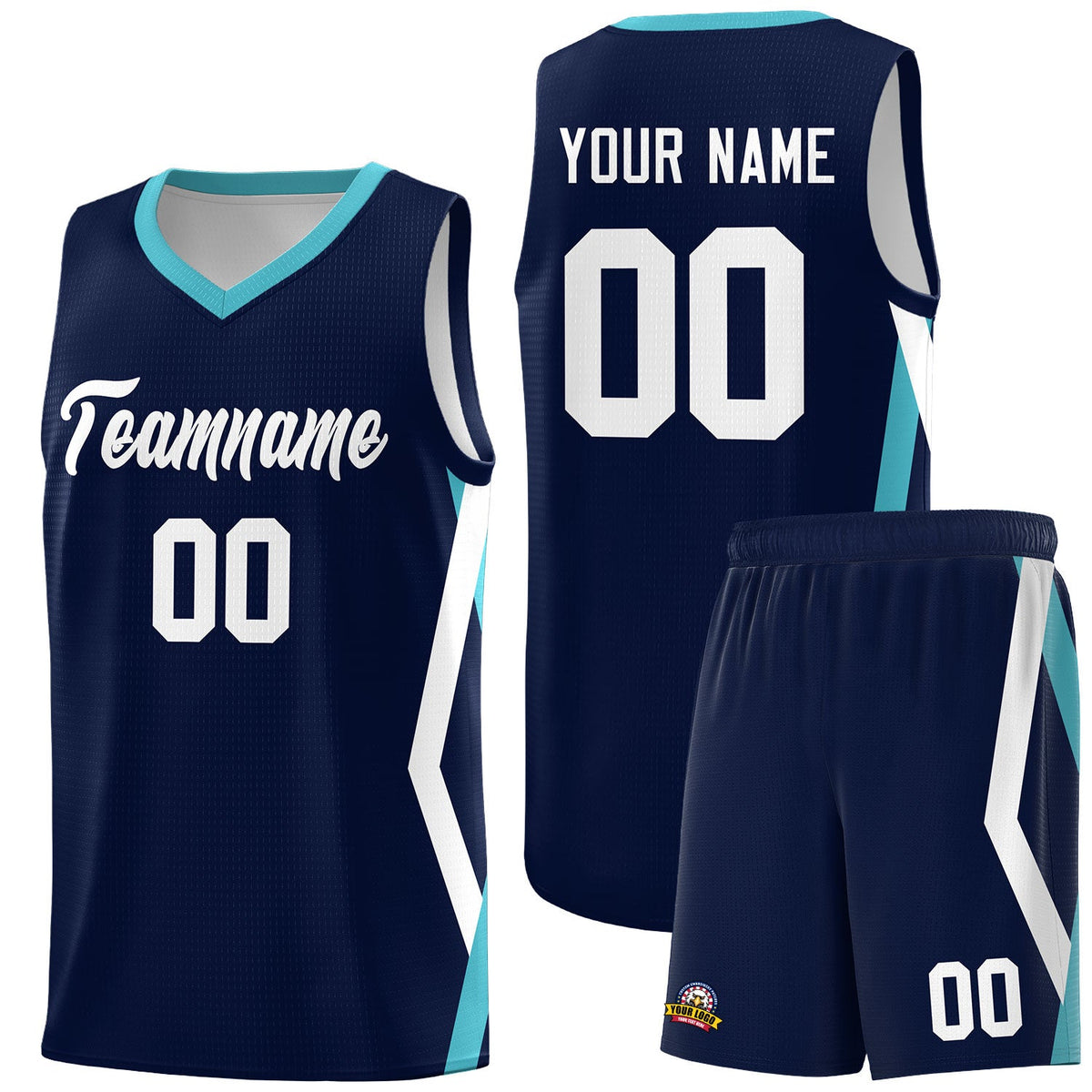 Custom Navy Side Rhombus Graffiti Pattern Sets Basketball Jersey
