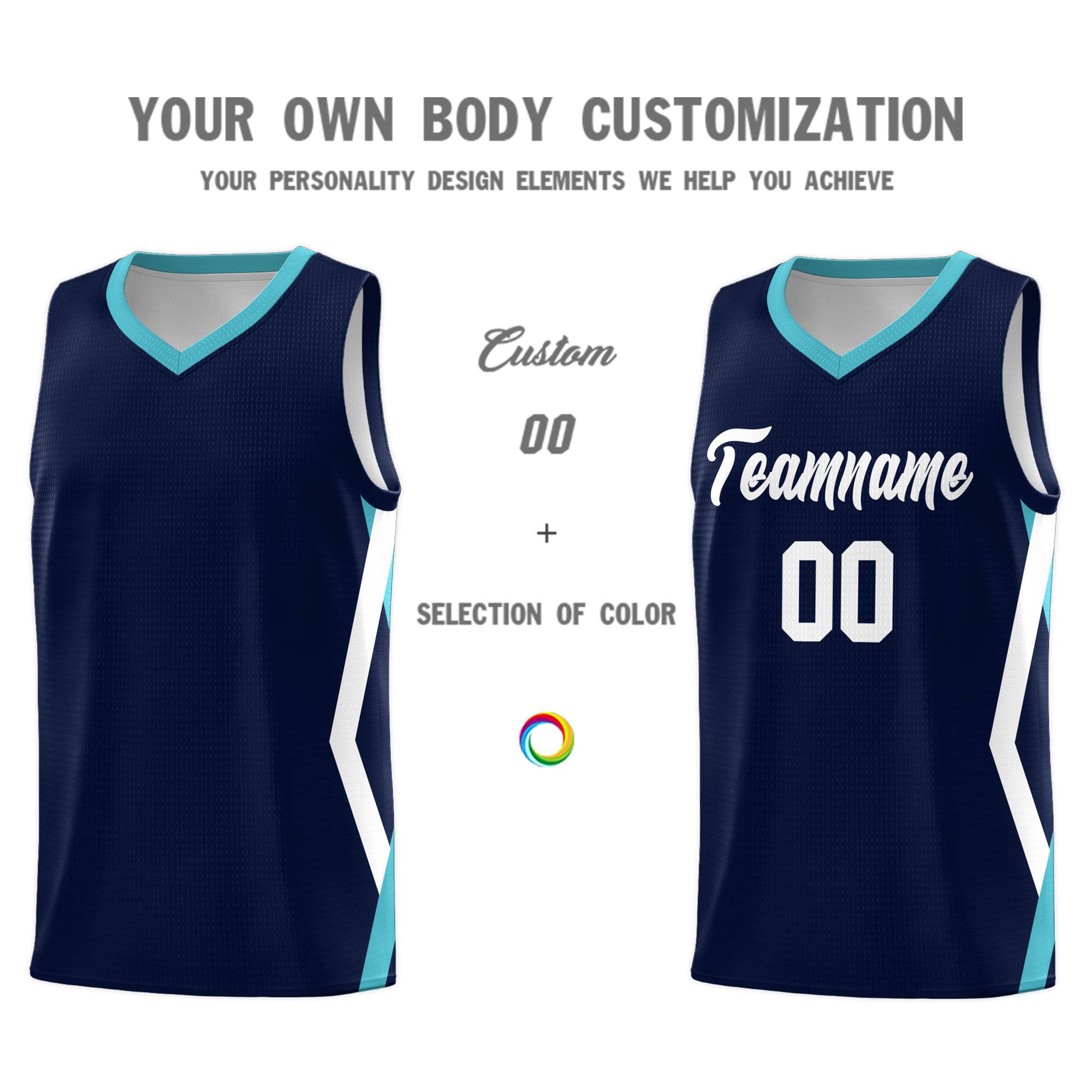 Custom Navy Side Rhombus Graffiti Pattern Sets Basketball Jersey