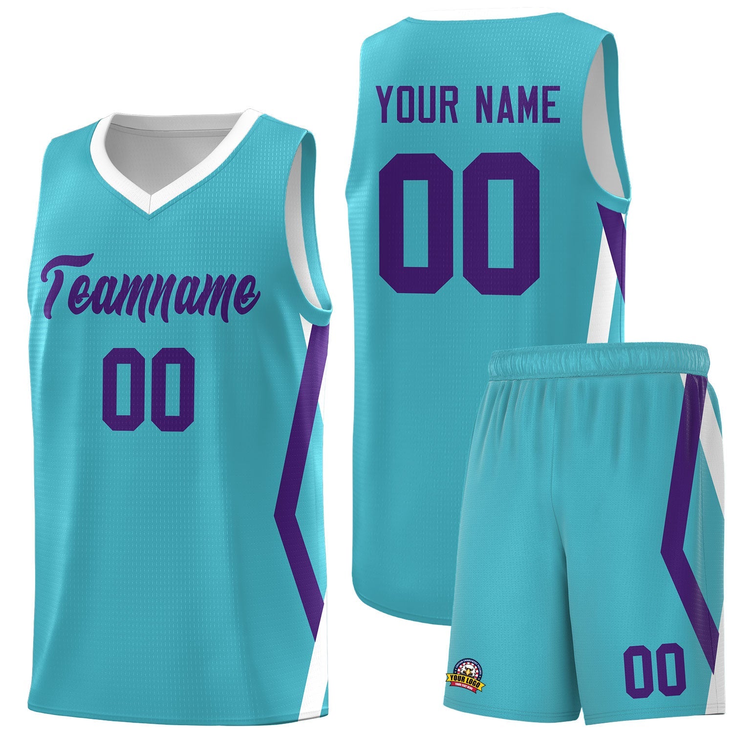 Custom Sky Blue Side Rhombus Graffiti Pattern Sets Basketball Jersey