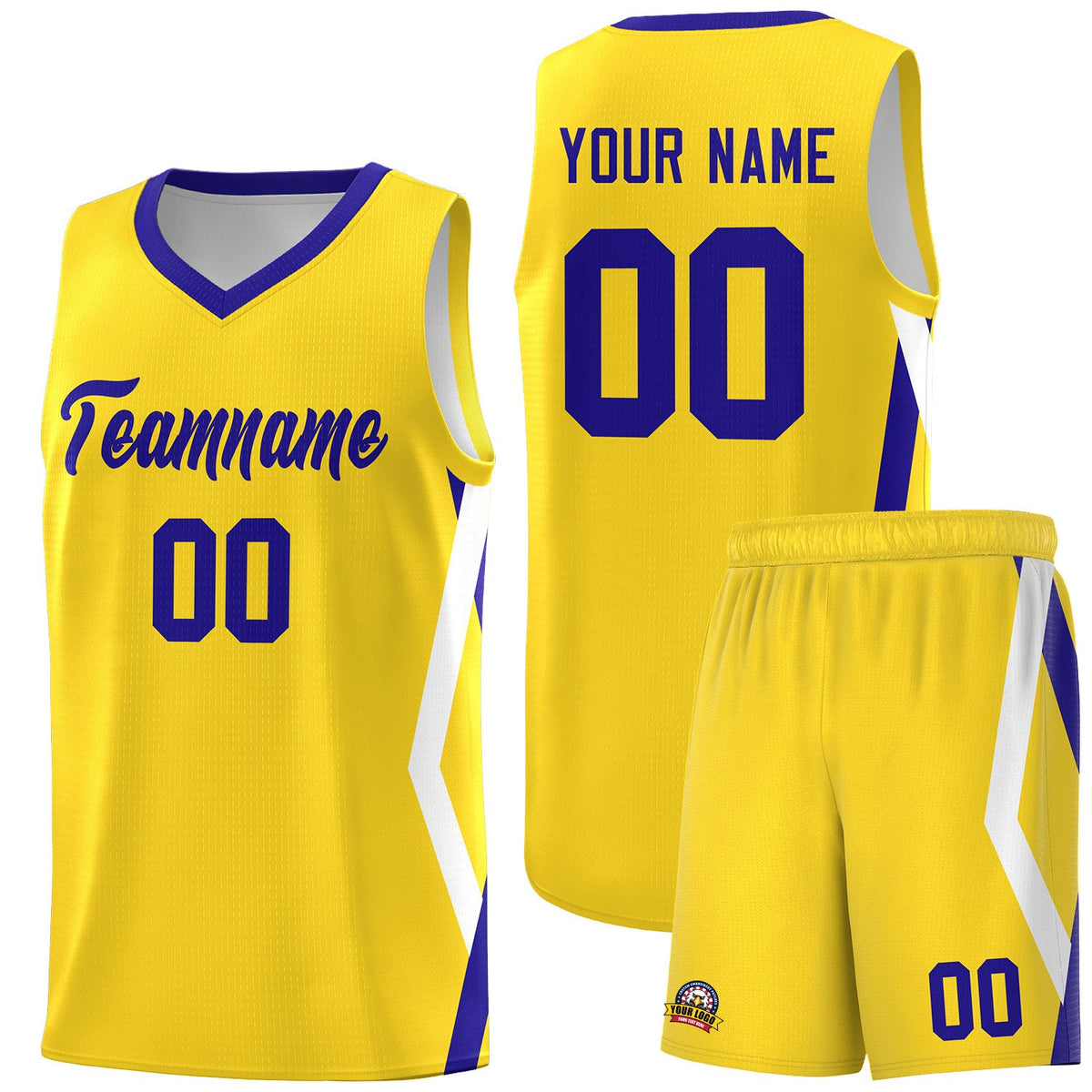 Custom Gold Side Rhombus Graffiti Pattern Sets Basketball Jersey