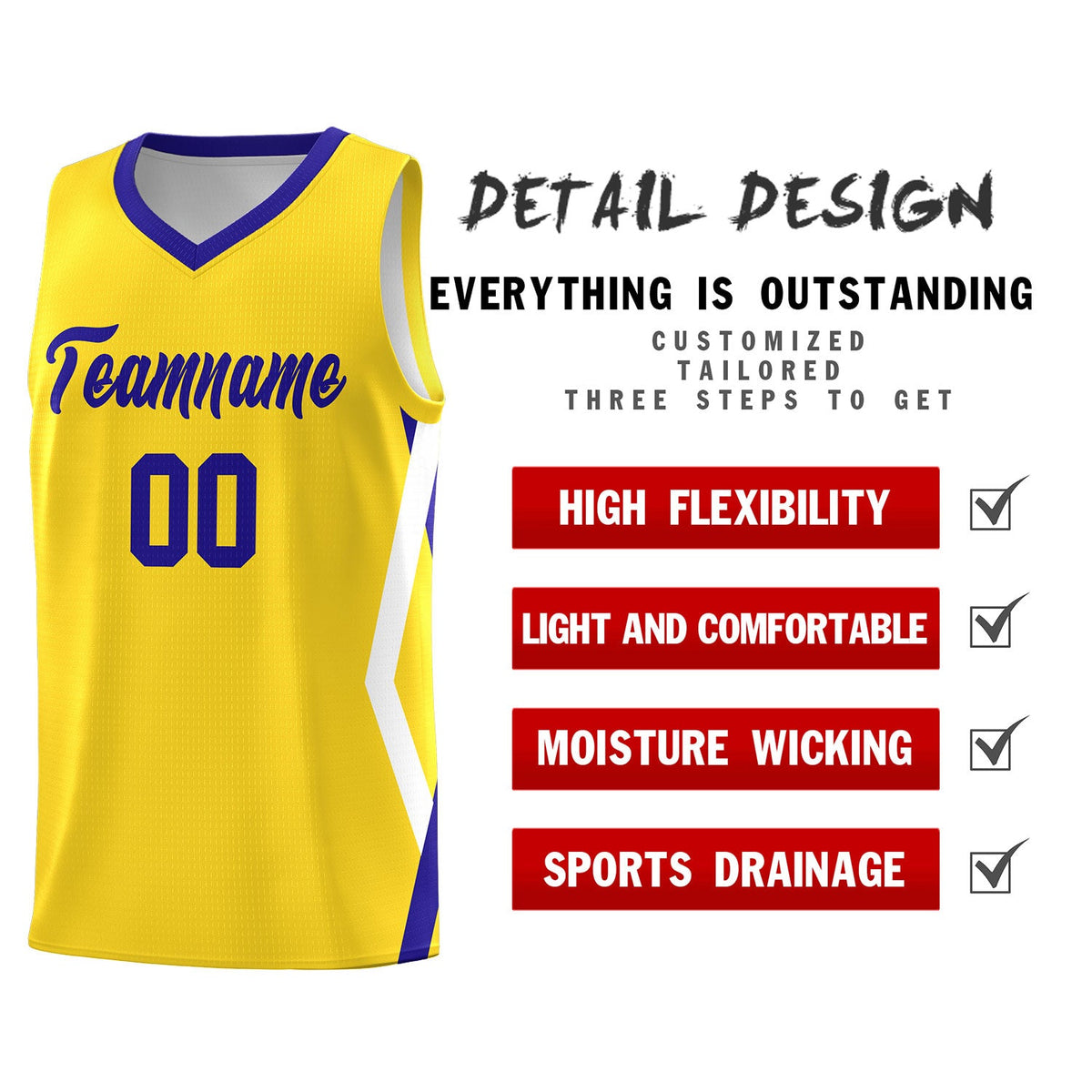 Custom Gold Side Rhombus Graffiti Pattern Sets Basketball Jersey