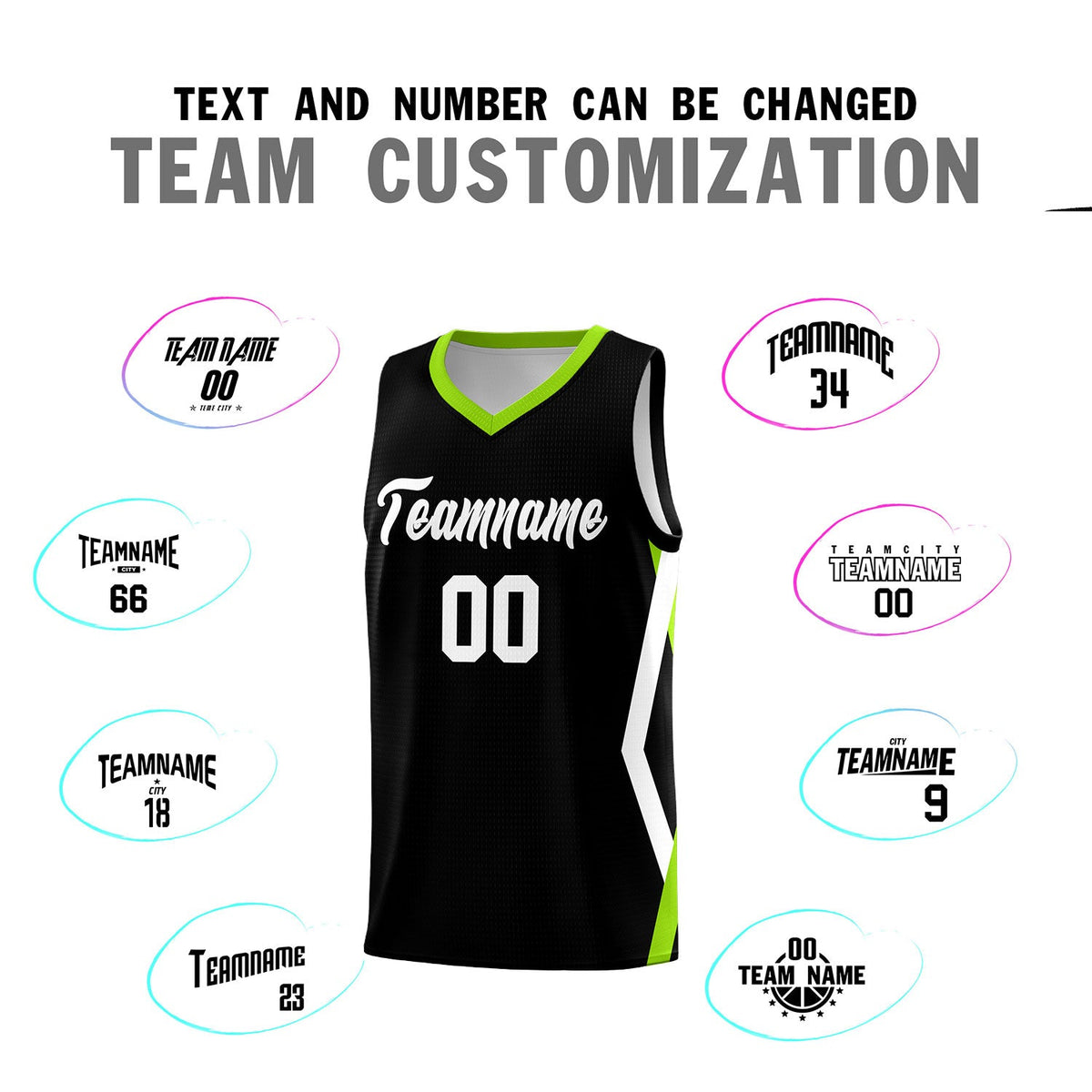 Custom Black Side Rhombus Graffiti Pattern Sets Basketball Jersey