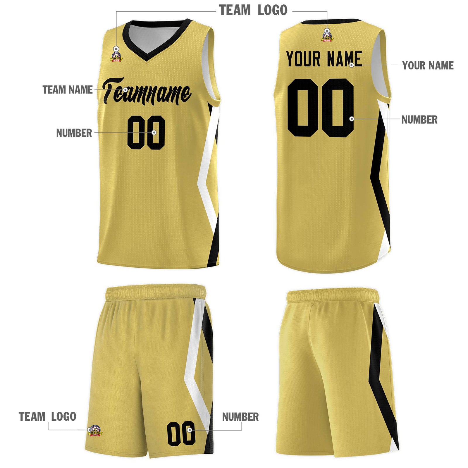 Custom Old Gold Side Rhombus Graffiti Pattern Sets Basketball Jersey
