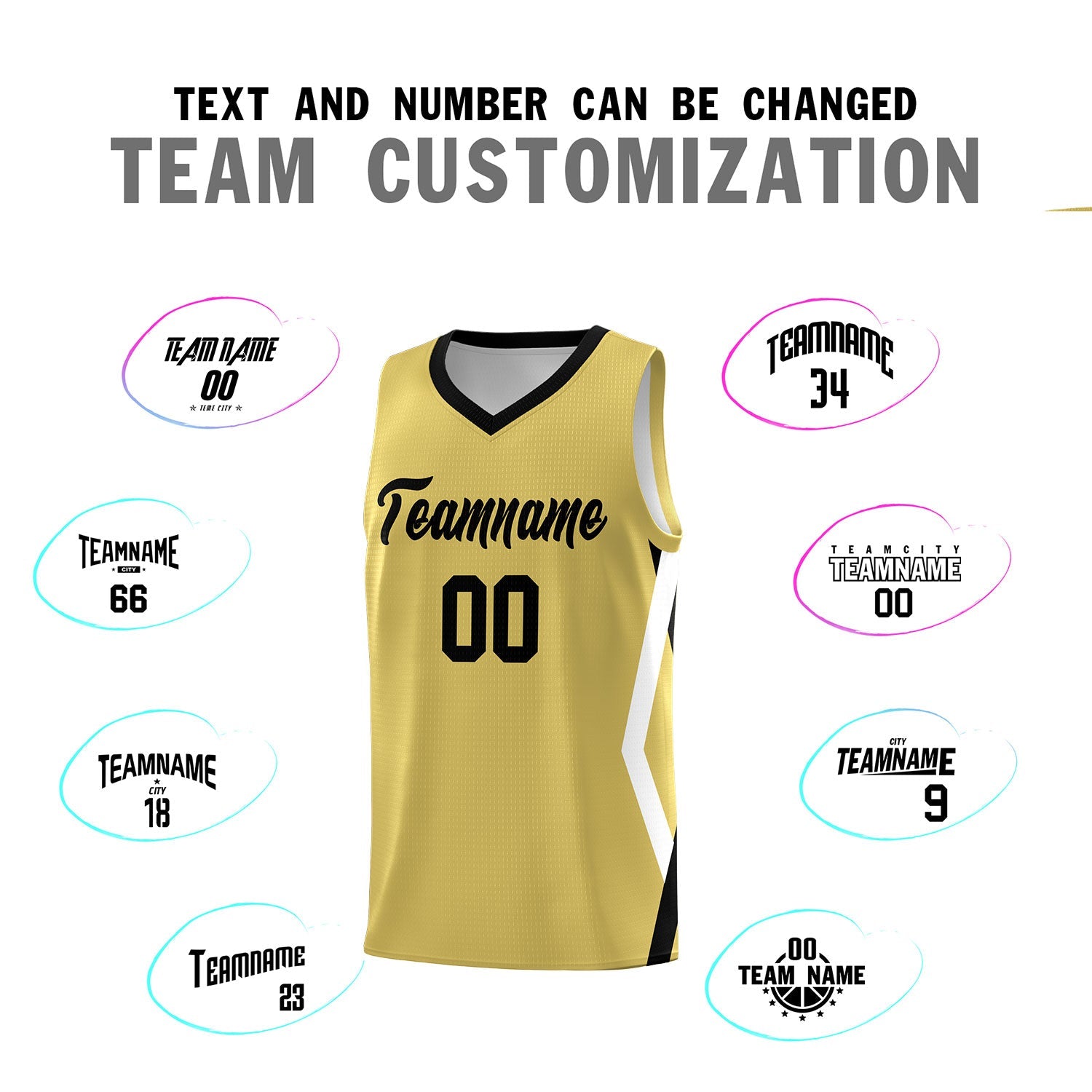 Custom Old Gold Side Rhombus Graffiti Pattern Sets Basketball Jersey