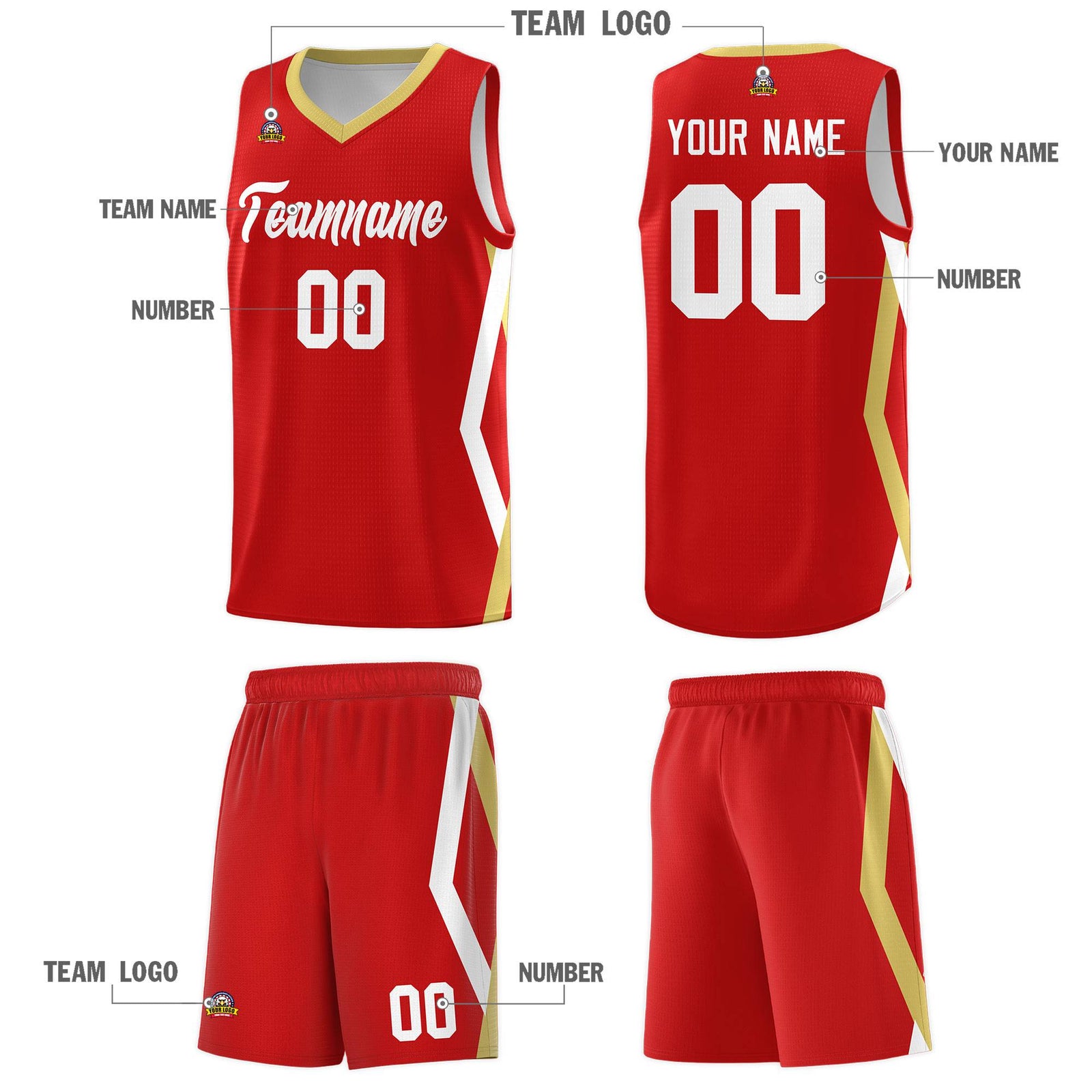 Custom Red Side Rhombus Graffiti Pattern Sets Basketball Jersey