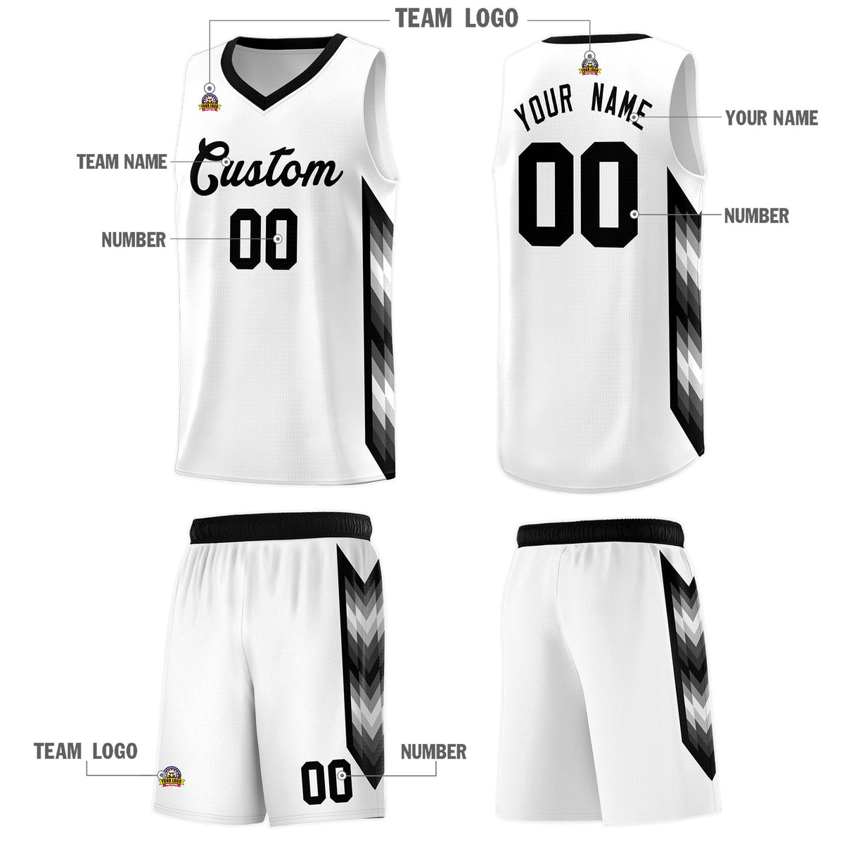 Custom White Mosaic Gradient Fashion Sports Uniform Basketball Jersey