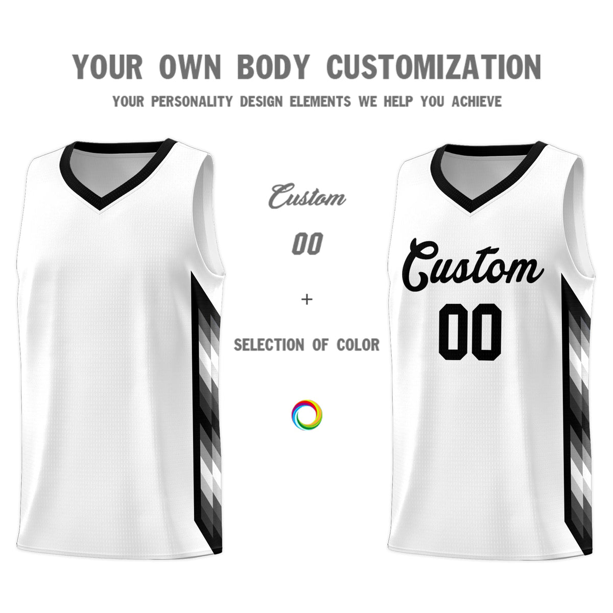 Custom White Mosaic Gradient Fashion Sports Uniform Basketball Jersey