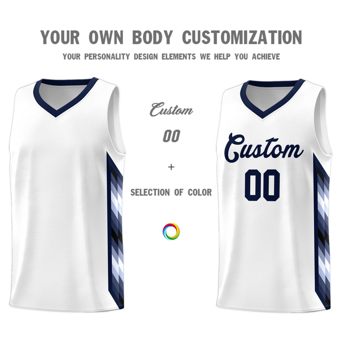 Custom White Mosaic Gradient Fashion Sports Uniform Basketball Jersey