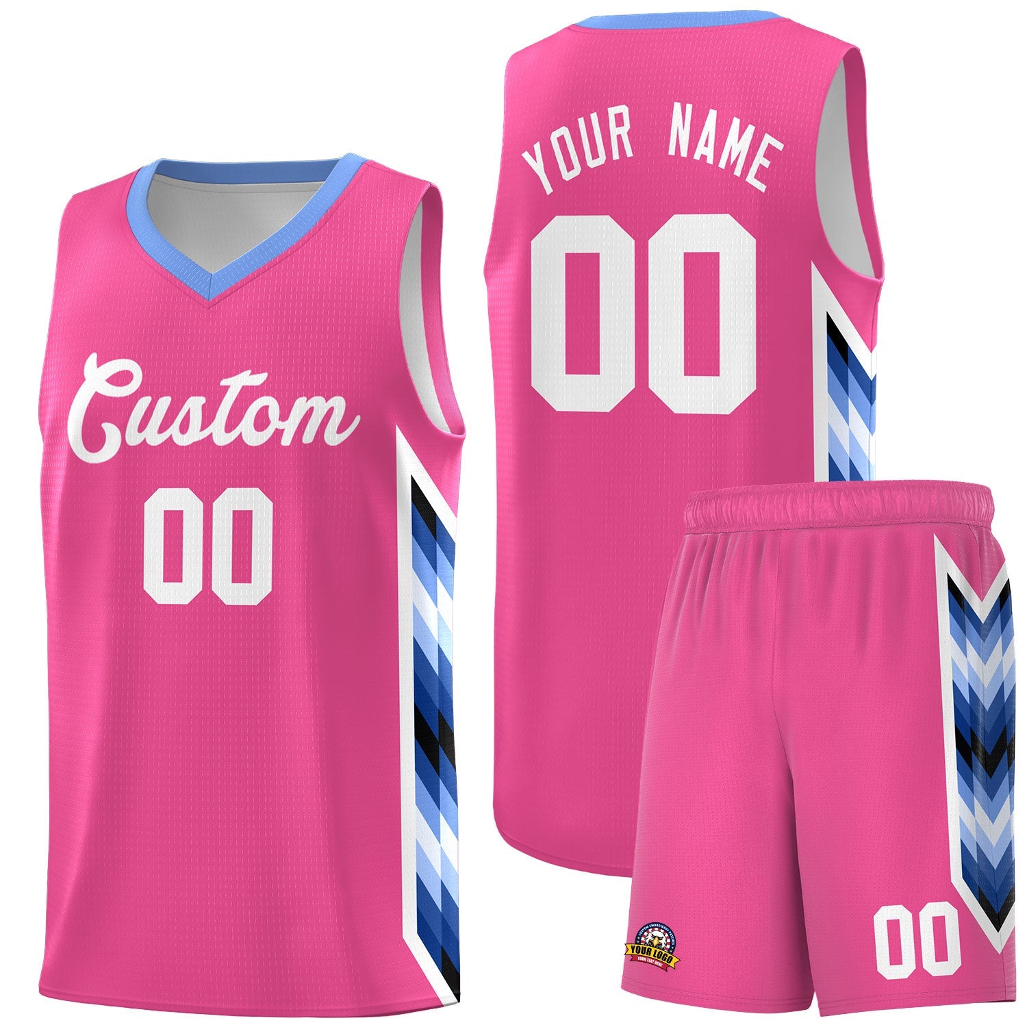 Custom Pink Mosaic Gradient Fashion Sports Uniform Basketball Jersey