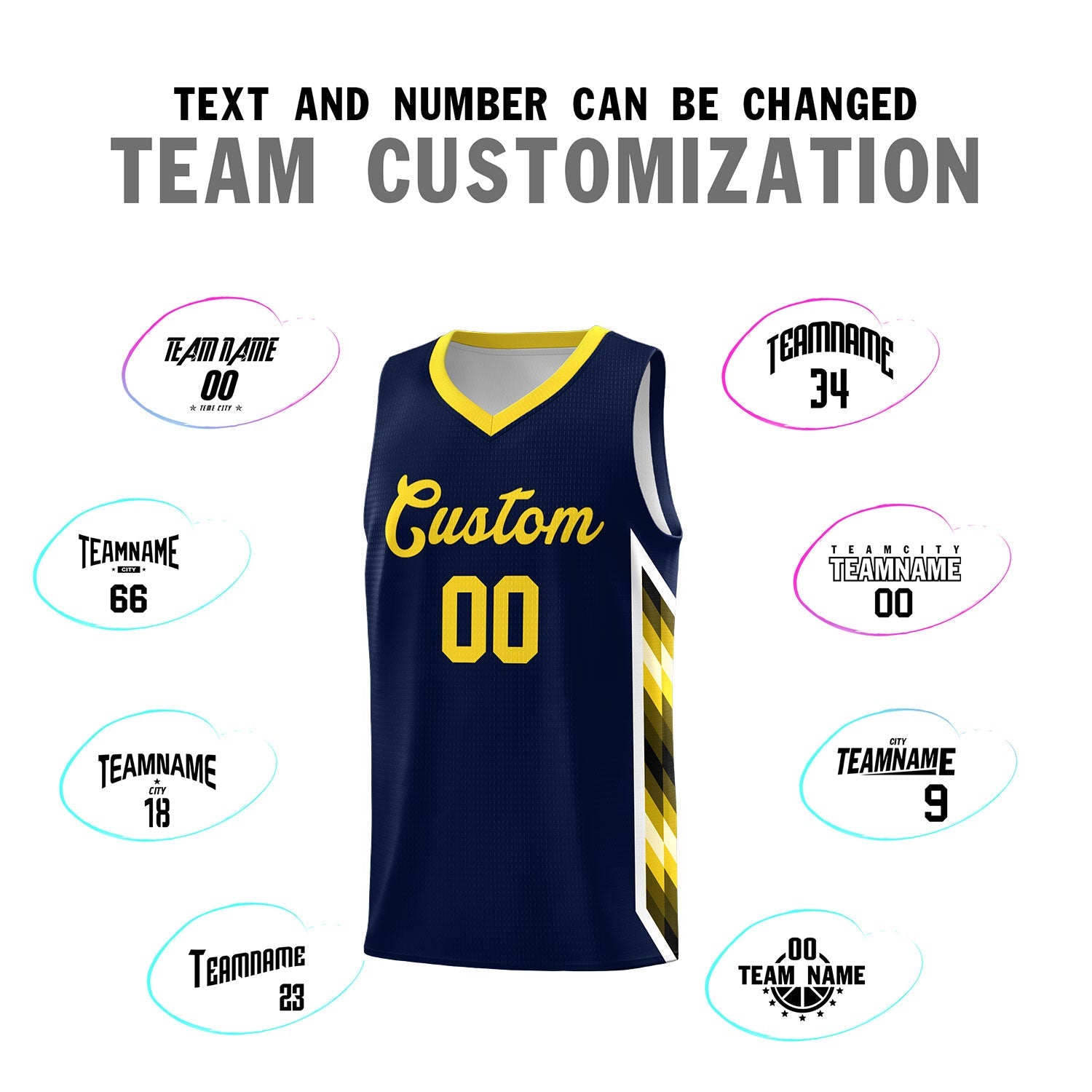 Custom Navy Mosaic Gradient Fashion Sports Uniform Basketball Jersey