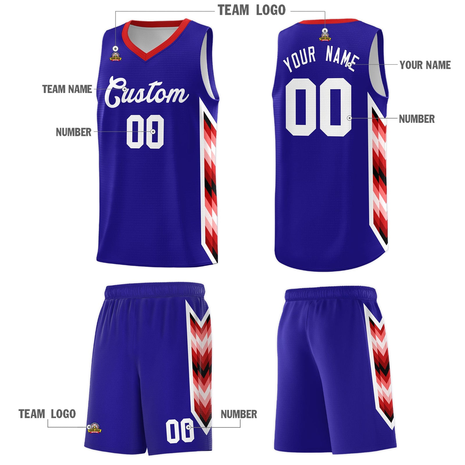 Custom Royal Mosaic Gradient Fashion Sports Uniform Basketball Jersey