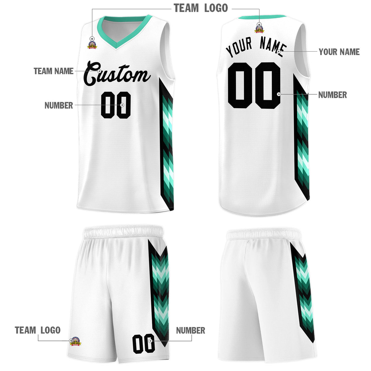 Custom White Mosaic Gradient Fashion Sports Uniform Basketball Jersey