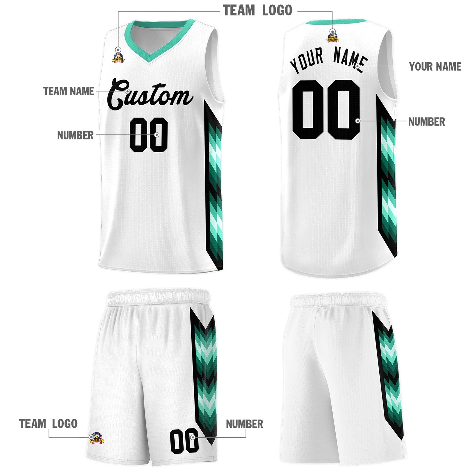 Custom White Mosaic Gradient Fashion Sports Uniform Basketball Jersey