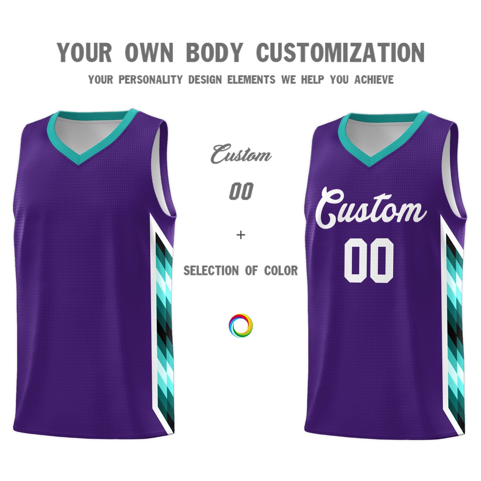 Custom Purple Mosaic Gradient Fashion Sports Uniform Basketball Jersey