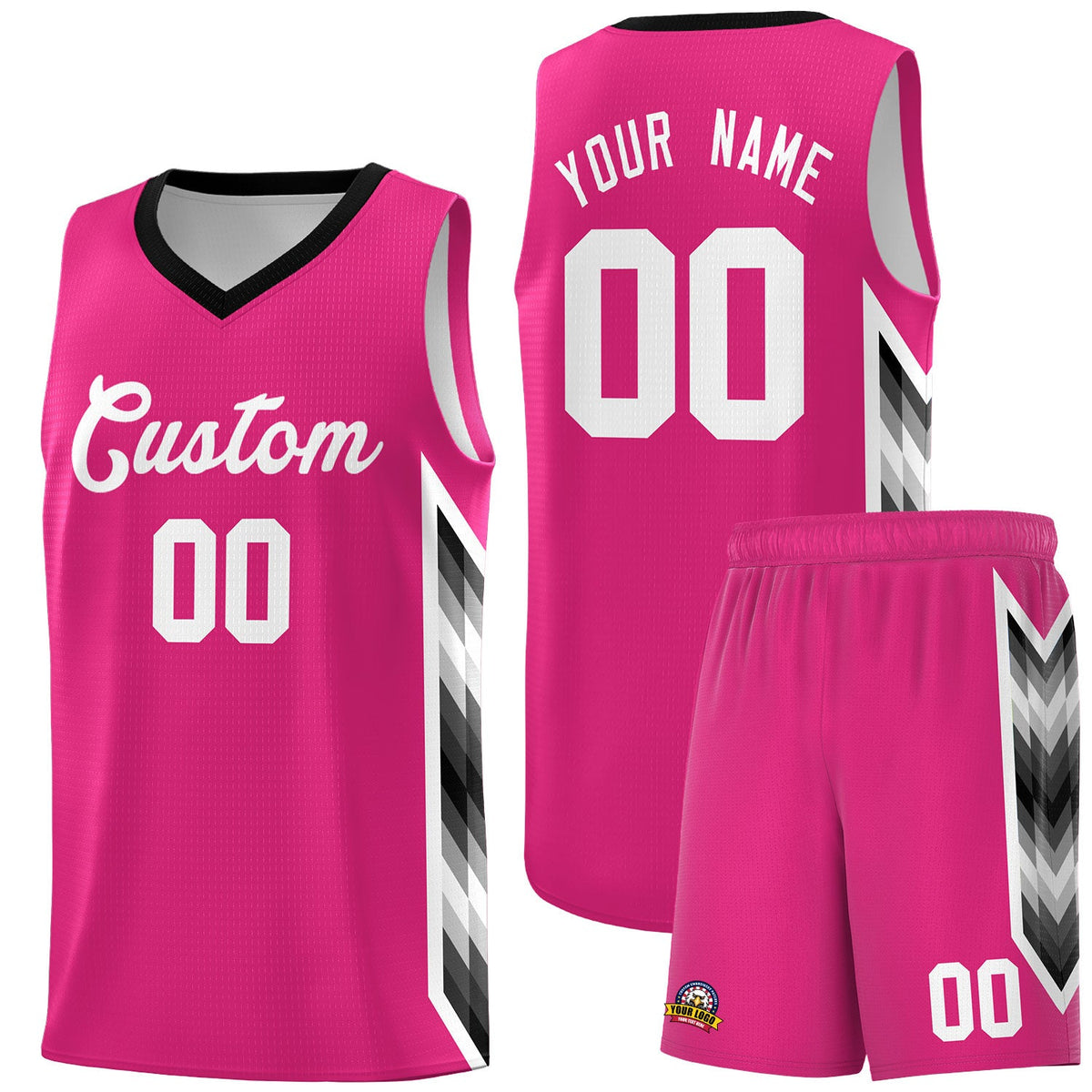 Custom Rose Red Mosaic Gradient Fashion Sports Uniform Basketball Jersey