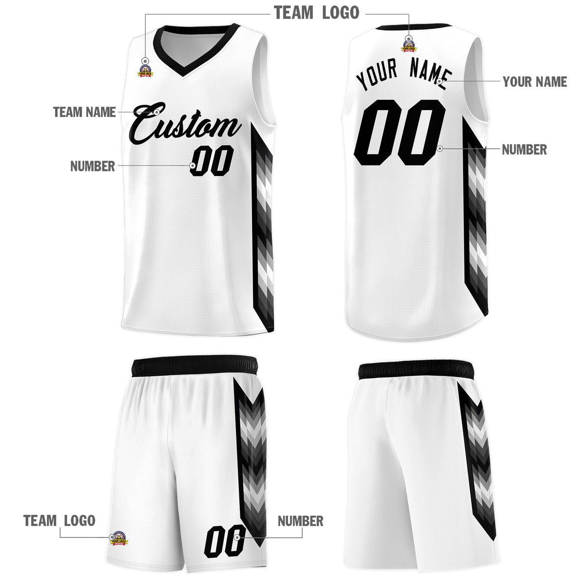 Custom White Mosaic Gradient Fashion Sports Uniform Basketball Jersey