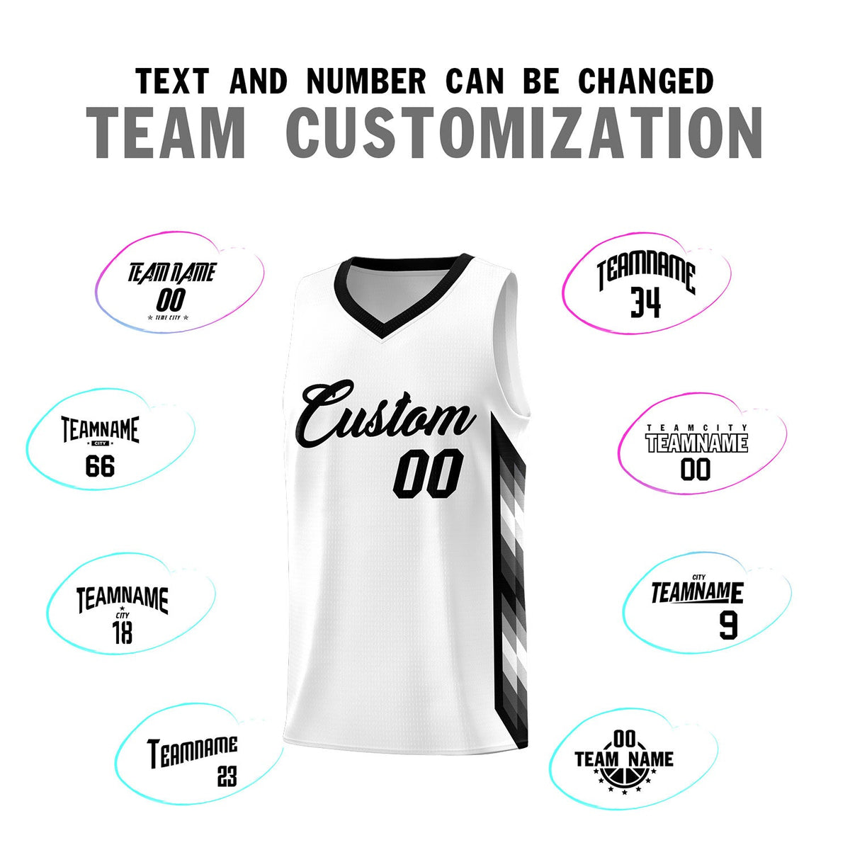 Custom White Mosaic Gradient Fashion Sports Uniform Basketball Jersey