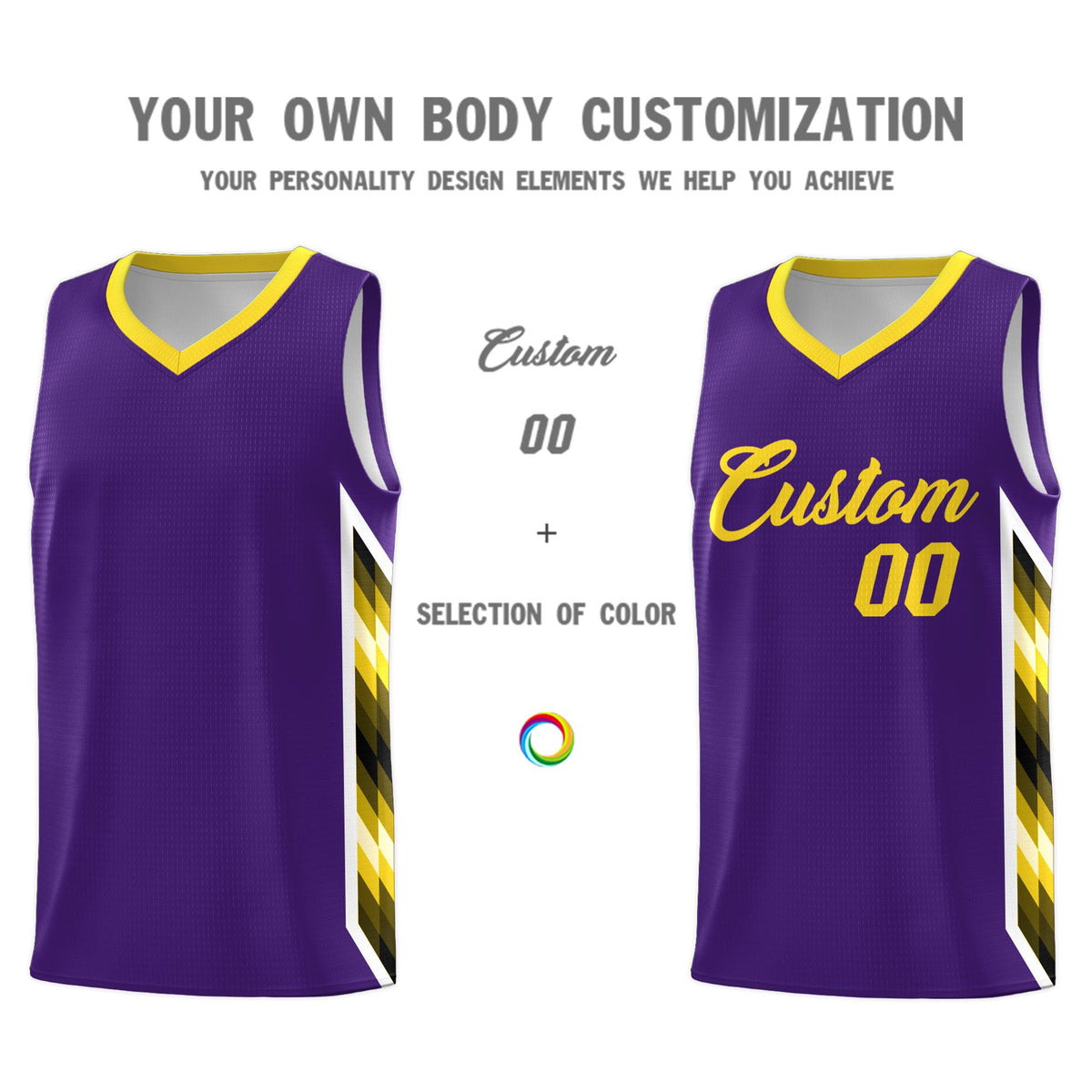 Custom Purple Mosaic Gradient Fashion Sports Uniform Basketball Jersey