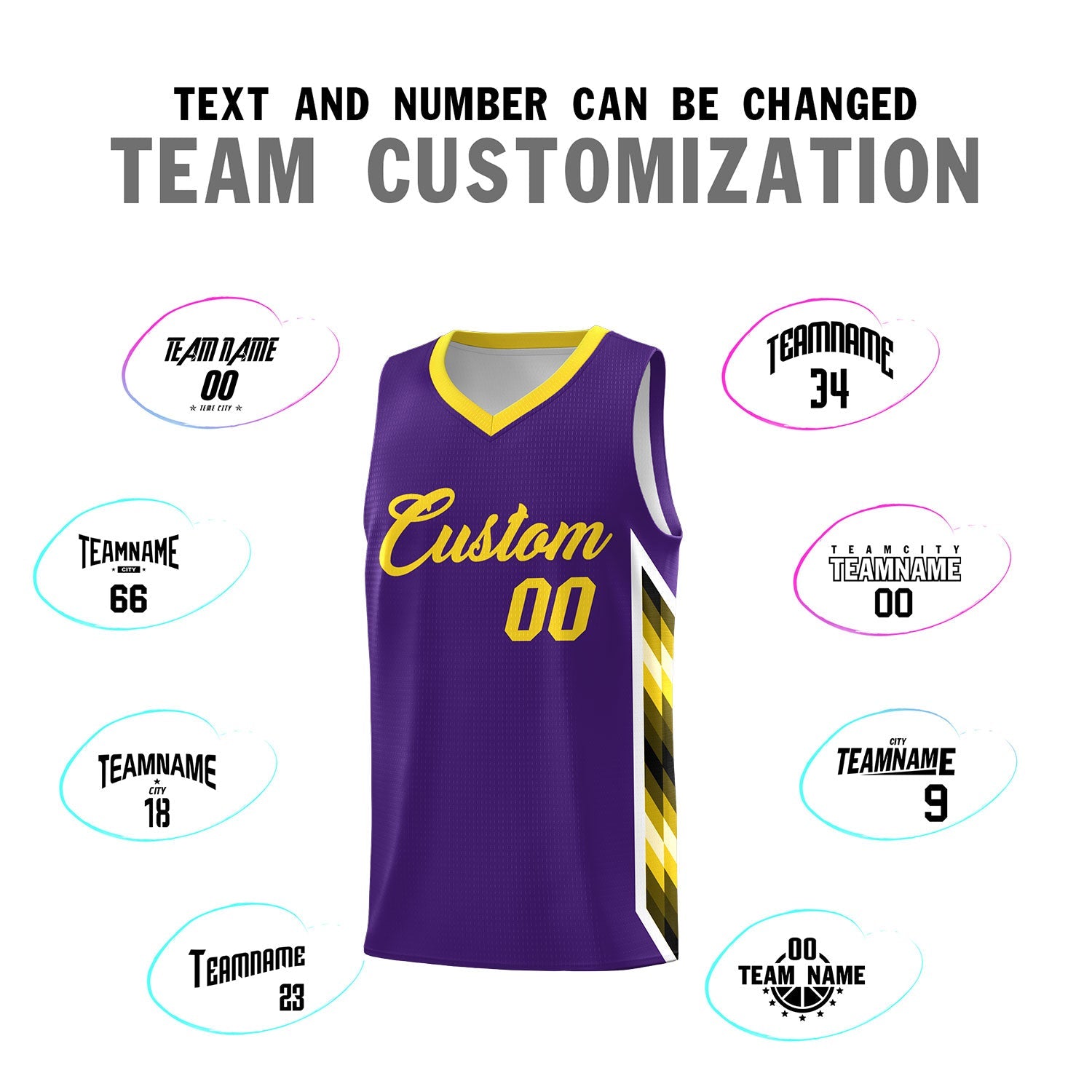 Custom Purple Mosaic Gradient Fashion Sports Uniform Basketball Jersey