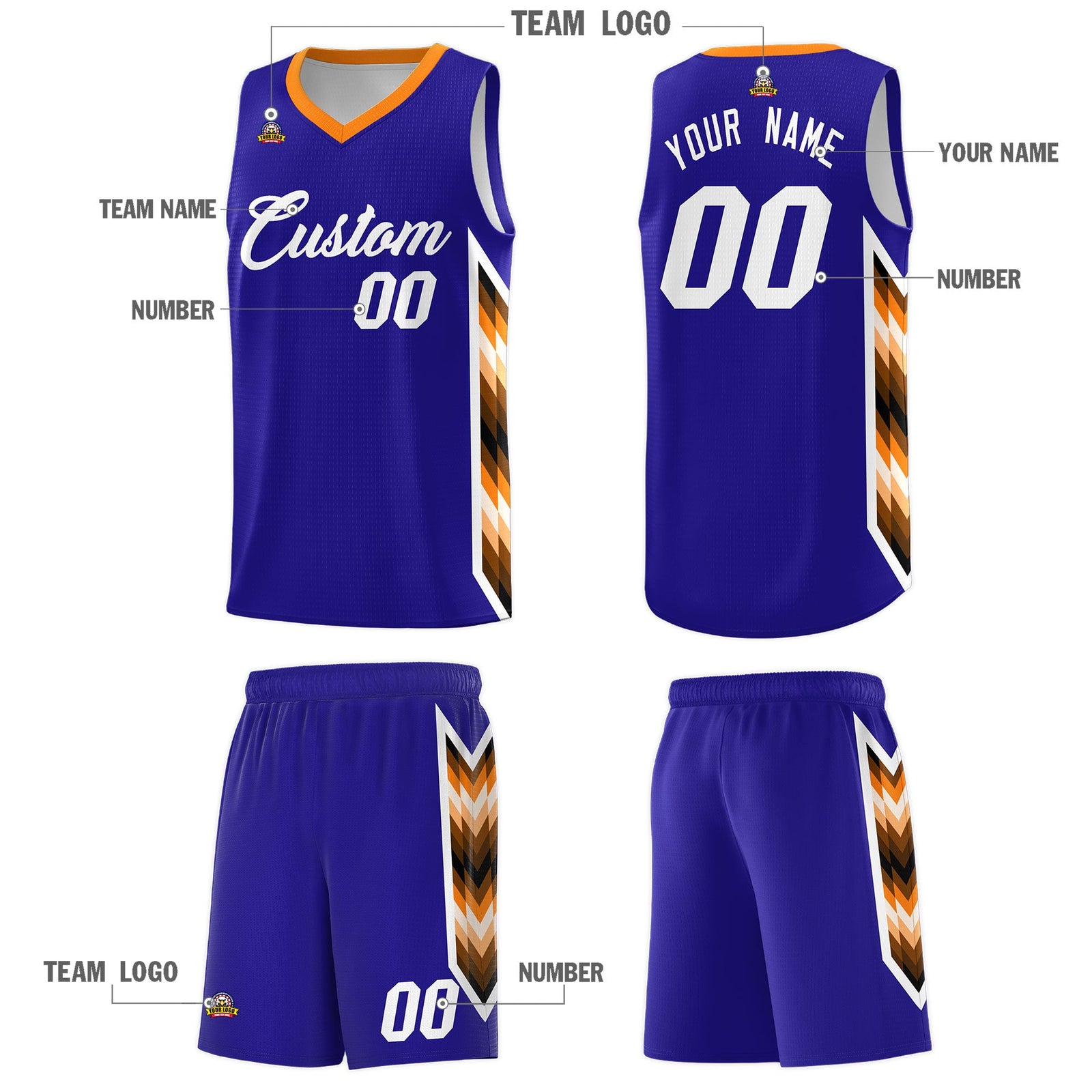 Custom Royal Mosaic Gradient Fashion Sports Uniform Basketball Jersey