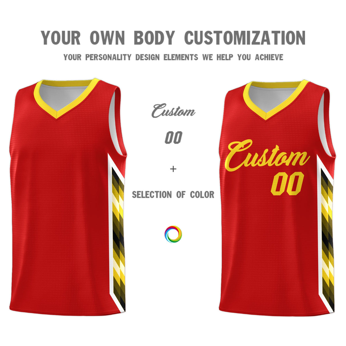 Custom Red Mosaic Gradient Fashion Sports Uniform Basketball Jersey