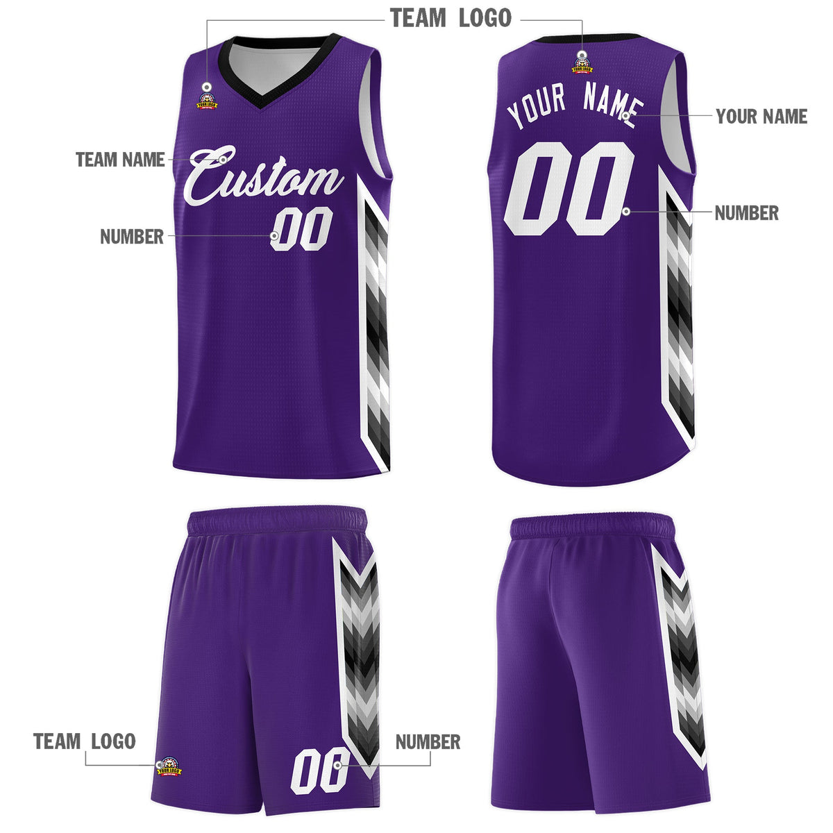 Custom Purple Mosaic Gradient Fashion Sports Uniform Basketball Jersey