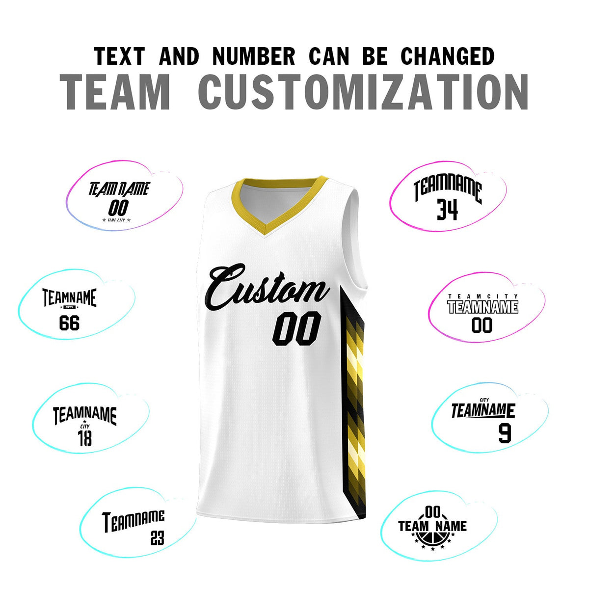 Custom White Mosaic Gradient Fashion Sports Uniform Basketball Jersey