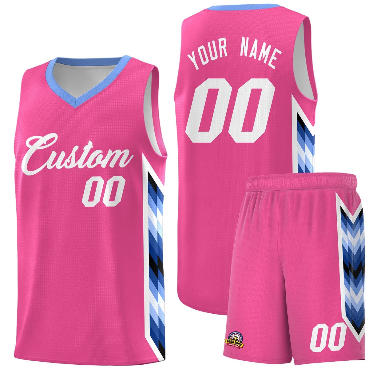 Custom Pink Mosaic Gradient Fashion Sports Uniform Basketball Jersey