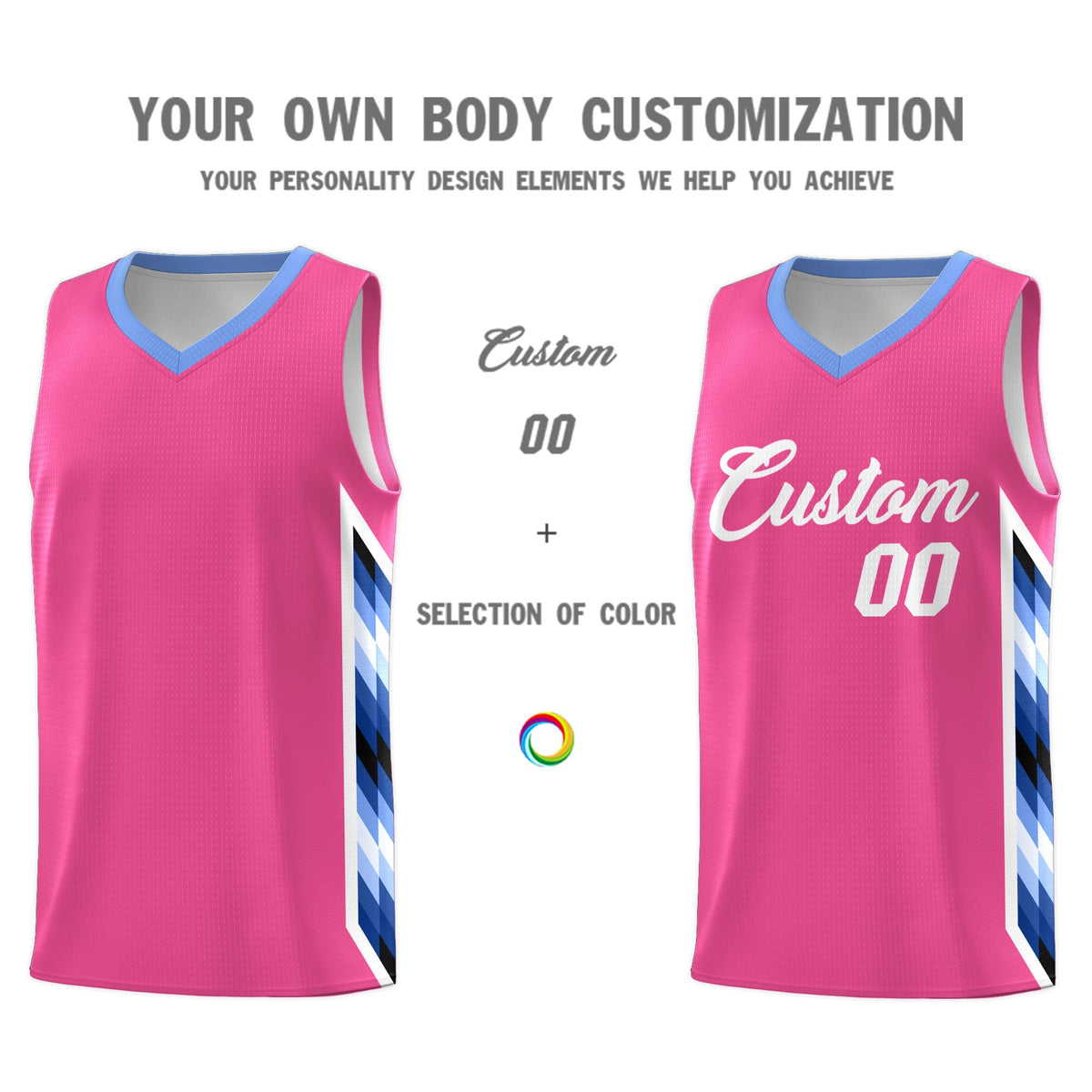 Custom Pink Mosaic Gradient Fashion Sports Uniform Basketball Jersey