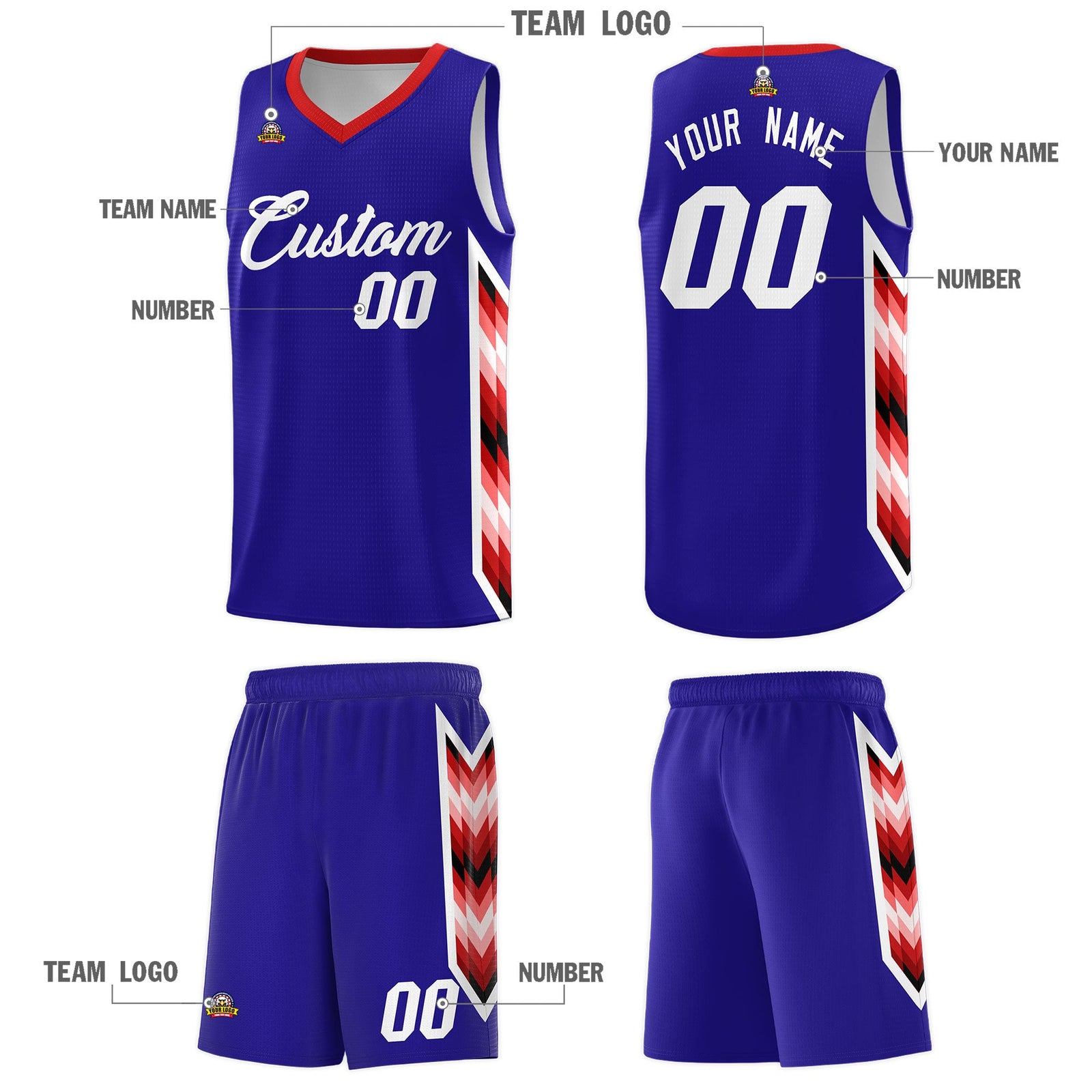 Custom Royal Mosaic Gradient Fashion Sports Uniform Basketball Jersey