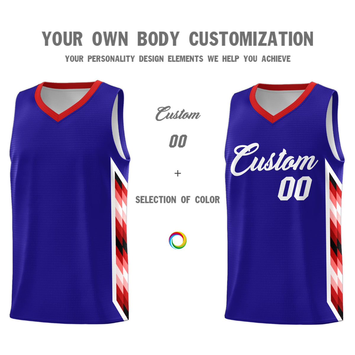 Custom Royal Mosaic Gradient Fashion Sports Uniform Basketball Jersey