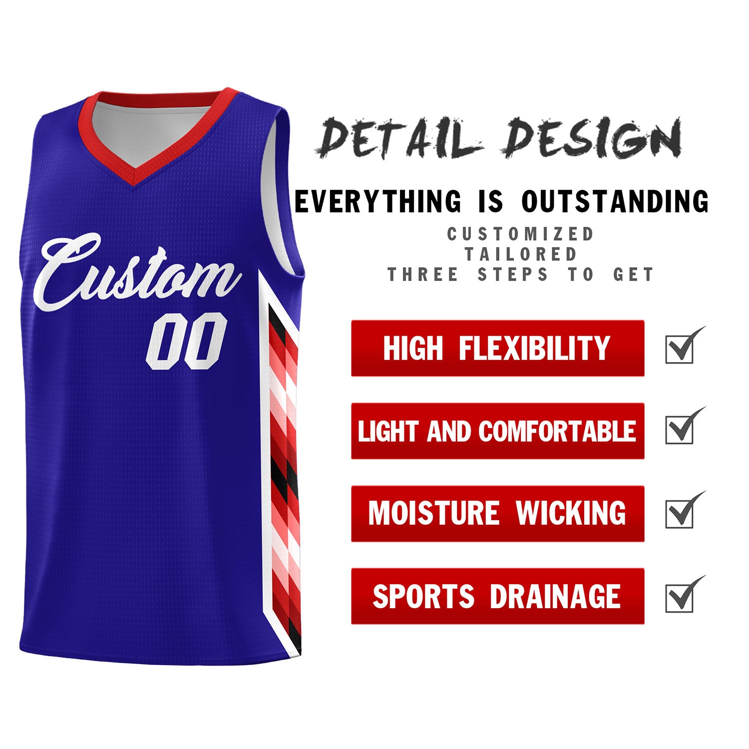 Custom Royal Mosaic Gradient Fashion Sports Uniform Basketball Jersey