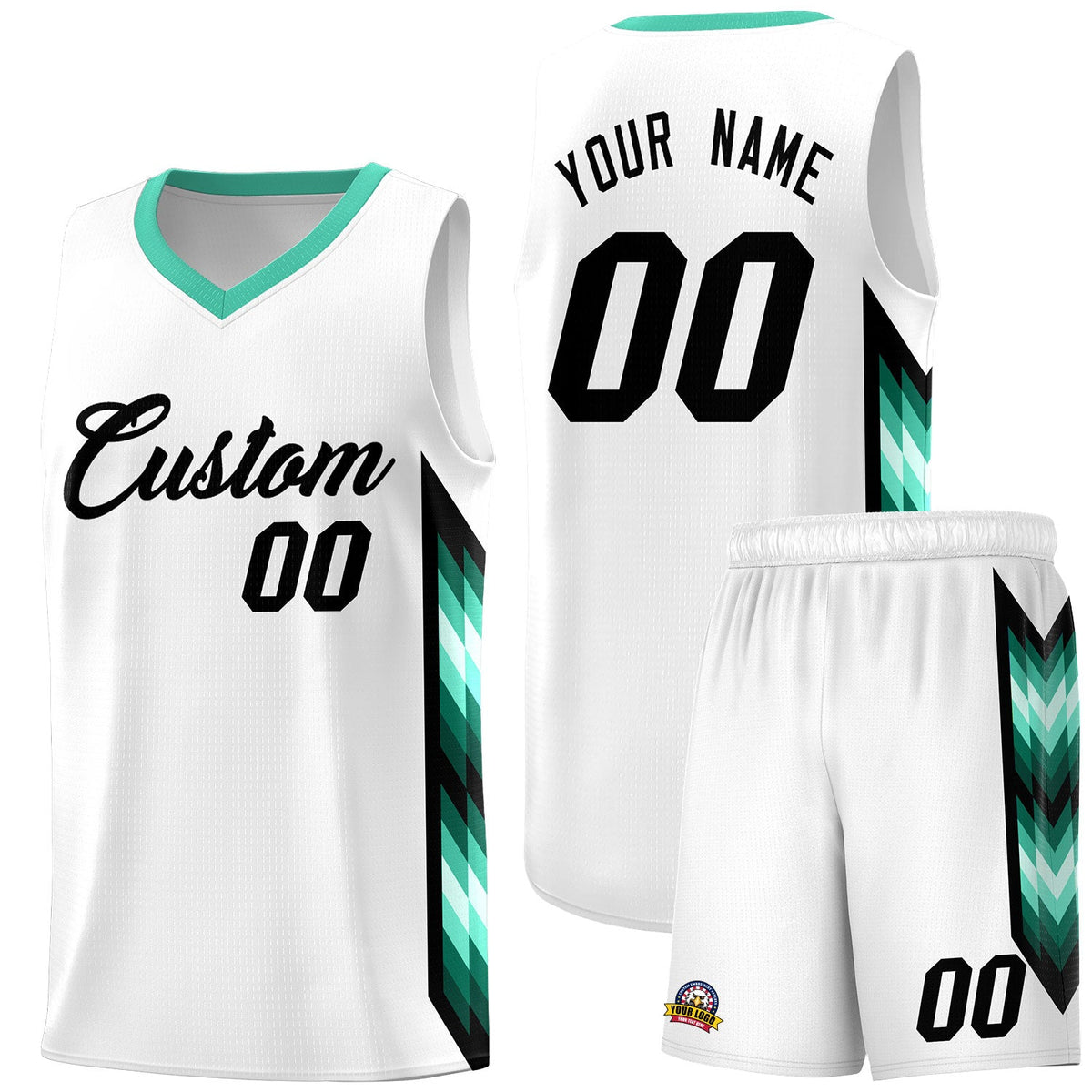 Custom White Mosaic Gradient Fashion Sports Uniform Basketball Jersey