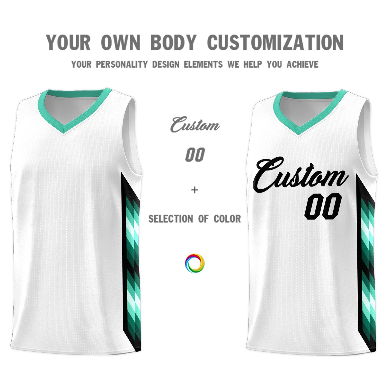 Custom White Mosaic Gradient Fashion Sports Uniform Basketball Jersey