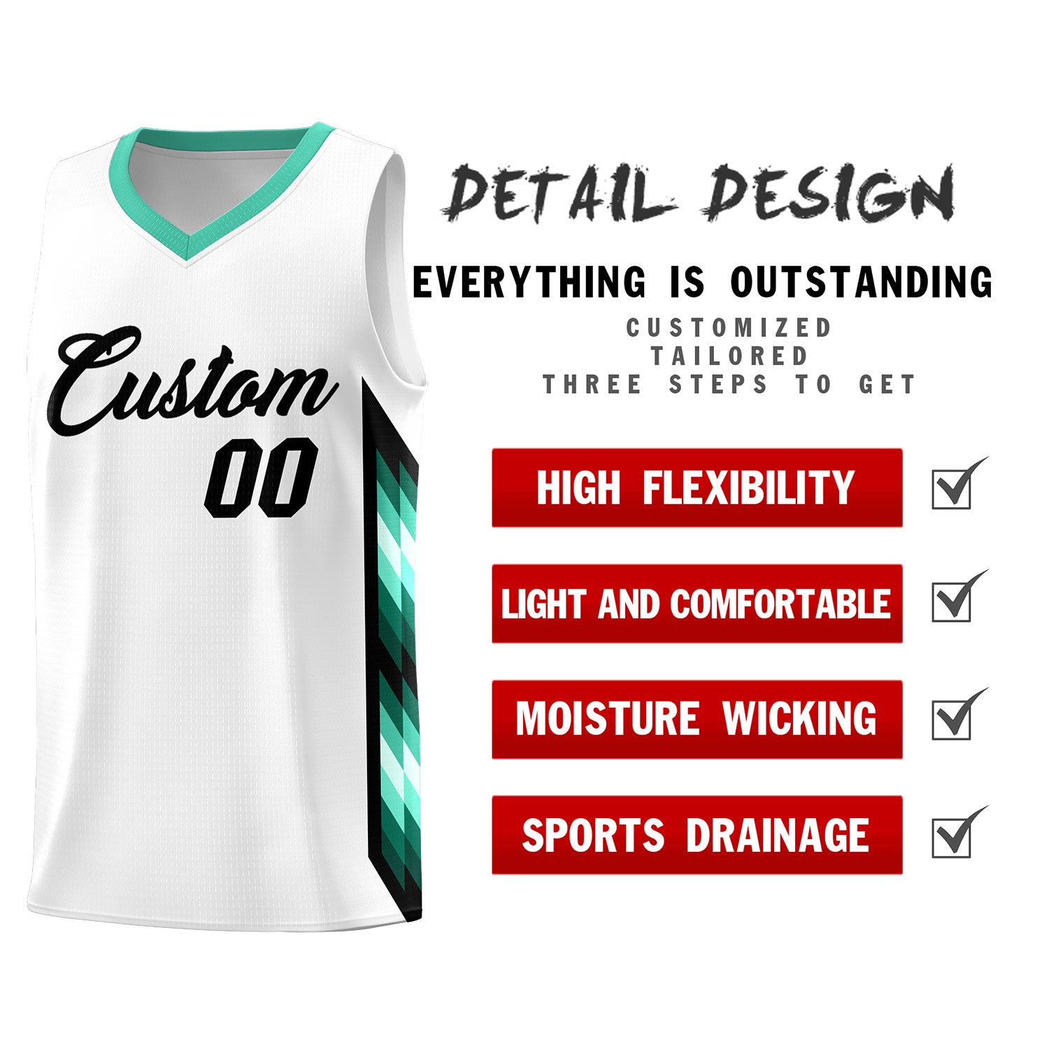 Custom White Mosaic Gradient Fashion Sports Uniform Basketball Jersey