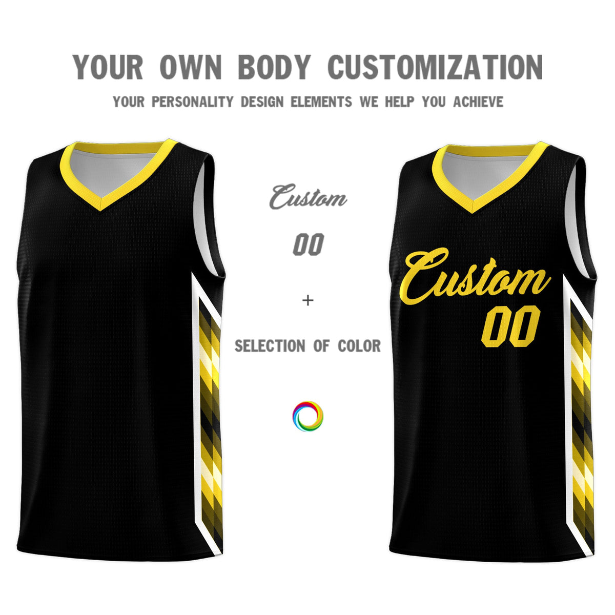 Custom Black Mosaic Gradient Fashion Sports Uniform Basketball Jersey