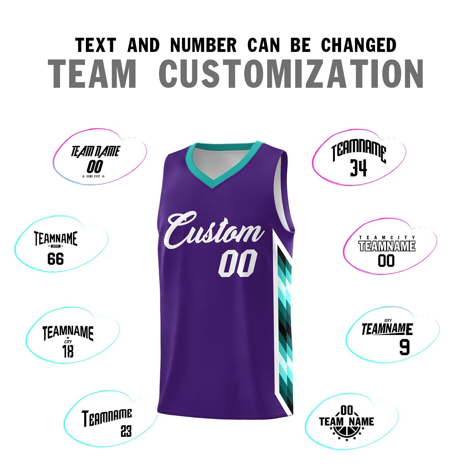 Custom Purple Mosaic Gradient Fashion Sports Uniform Basketball Jersey