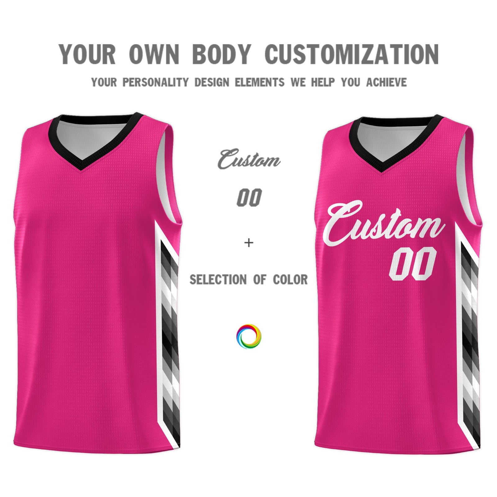 Custom Rose Red Mosaic Gradient Fashion Sports Uniform Basketball Jersey