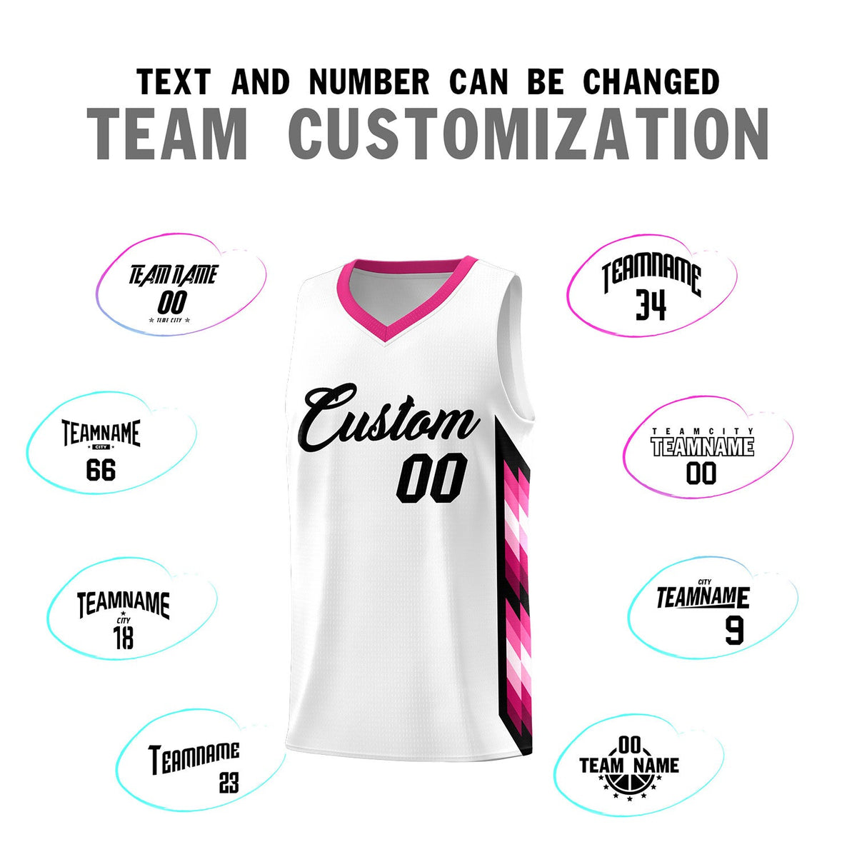 Custom White Mosaic Gradient Fashion Sports Uniform Basketball Jersey