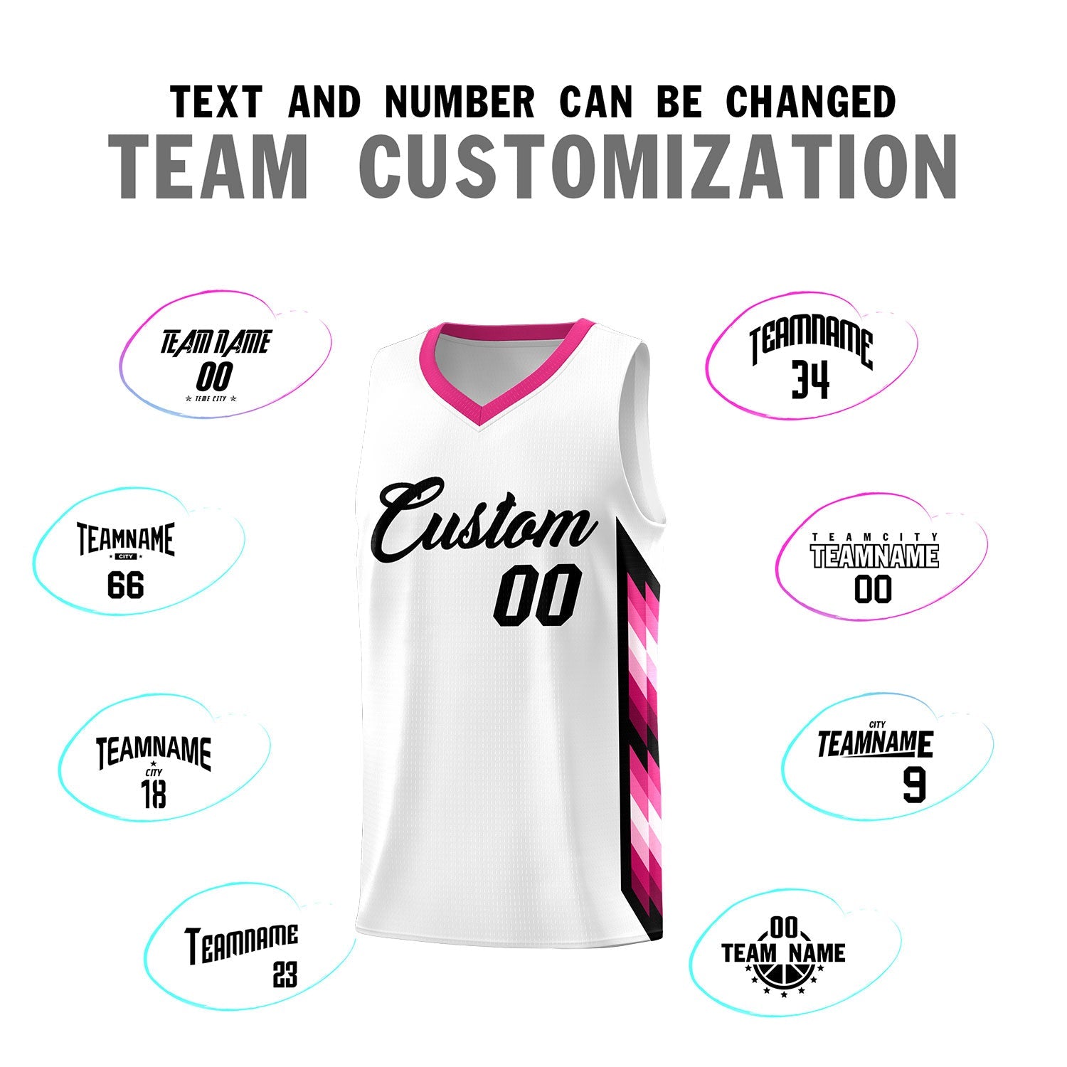 Custom White Mosaic Gradient Fashion Sports Uniform Basketball Jersey