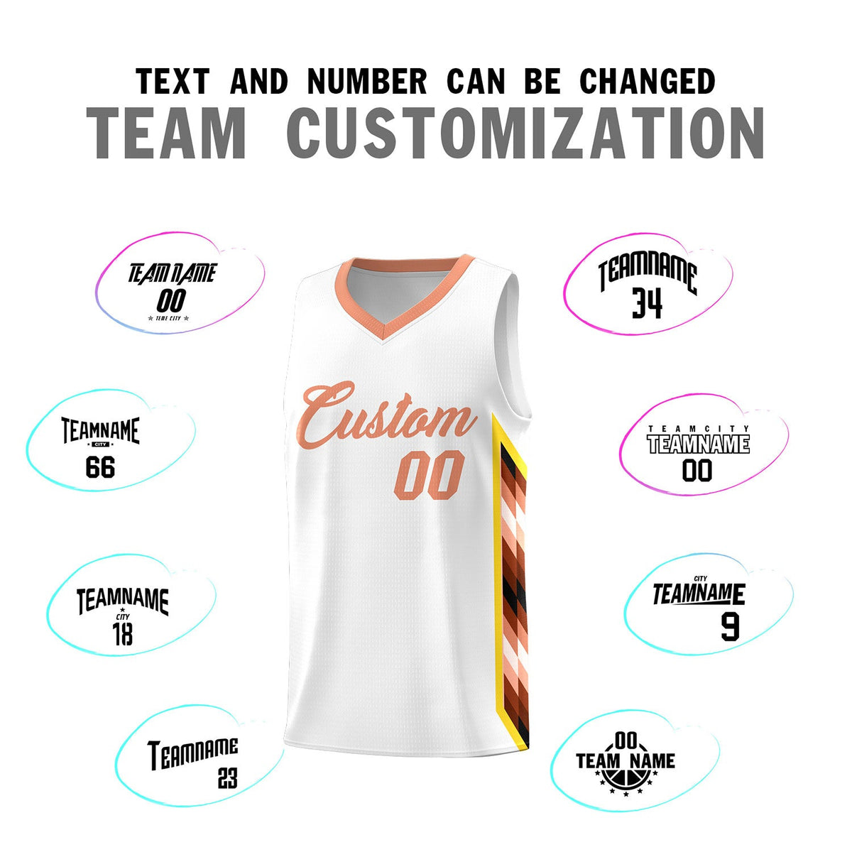 Custom White Mosaic Gradient Fashion Sports Uniform Basketball Jersey