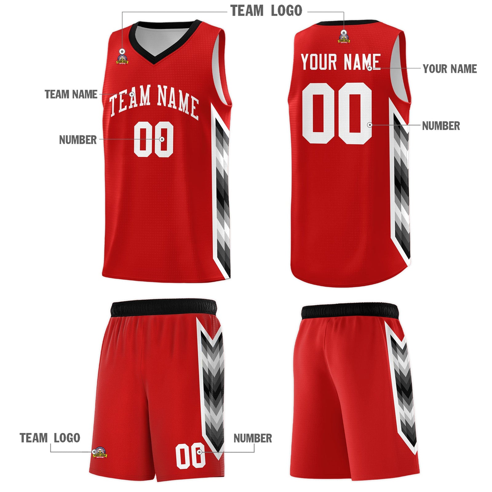 Custom Red Mosaic Gradient Fashion Sports Uniform Basketball Jersey