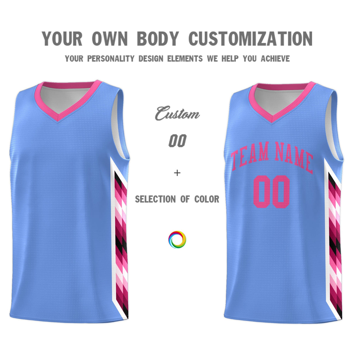 Custom Light Blue Mosaic Gradient Fashion Sports Uniform Basketball Jersey