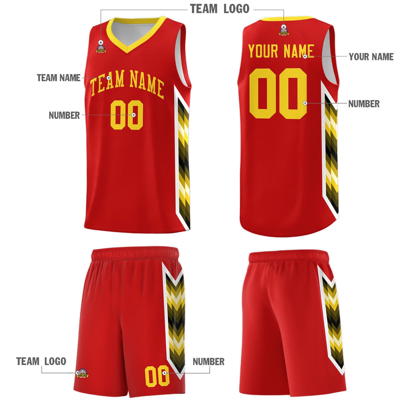 Custom Red Mosaic Gradient Fashion Sports Uniform Basketball Jersey