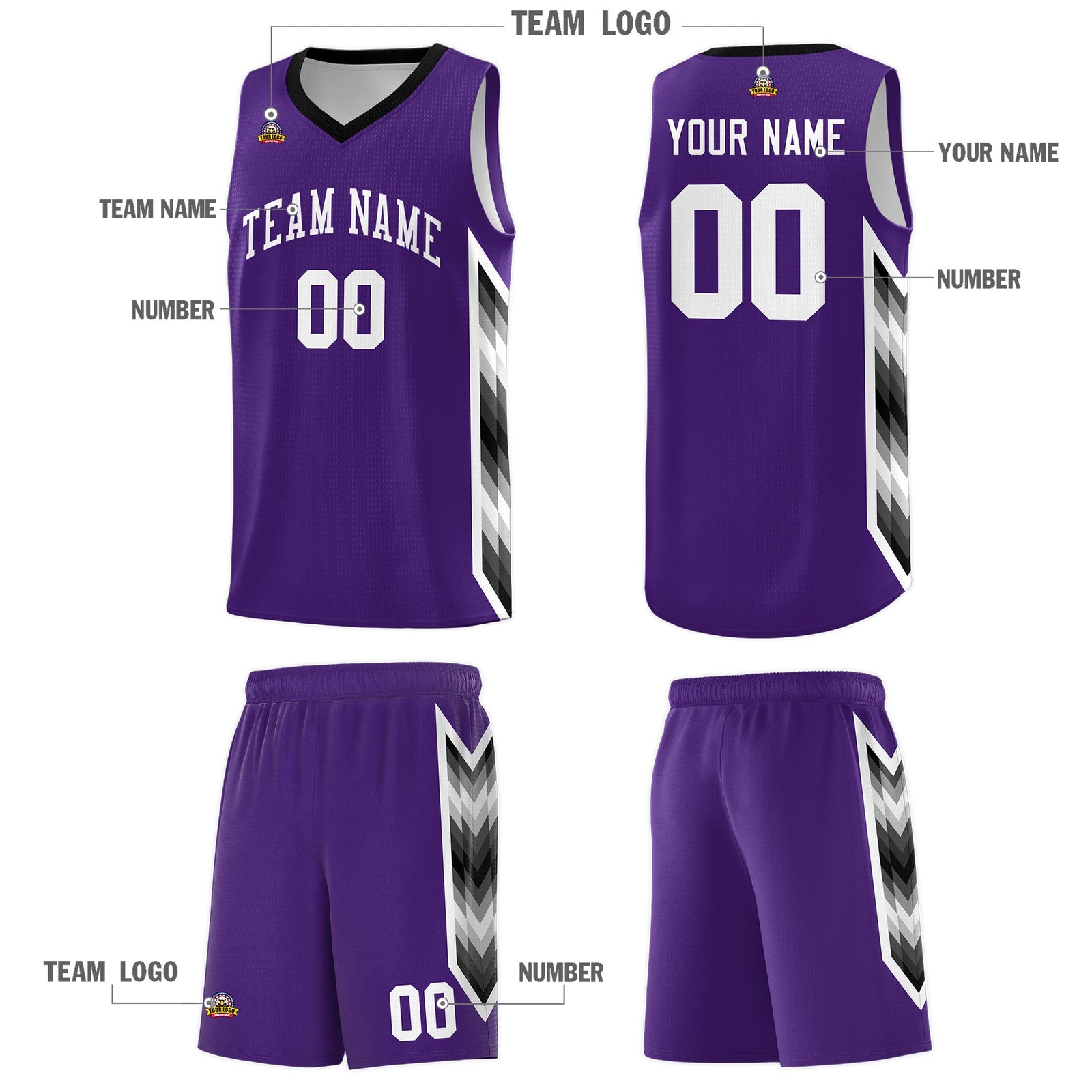 Custom Purple Mosaic Gradient Fashion Sports Uniform Basketball Jersey
