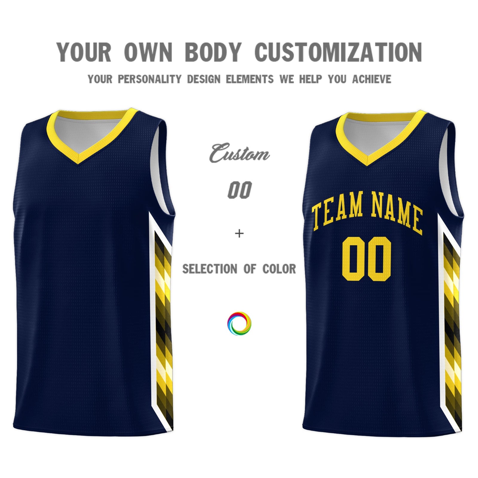 Custom Navy Mosaic Gradient Fashion Sports Uniform Basketball Jersey